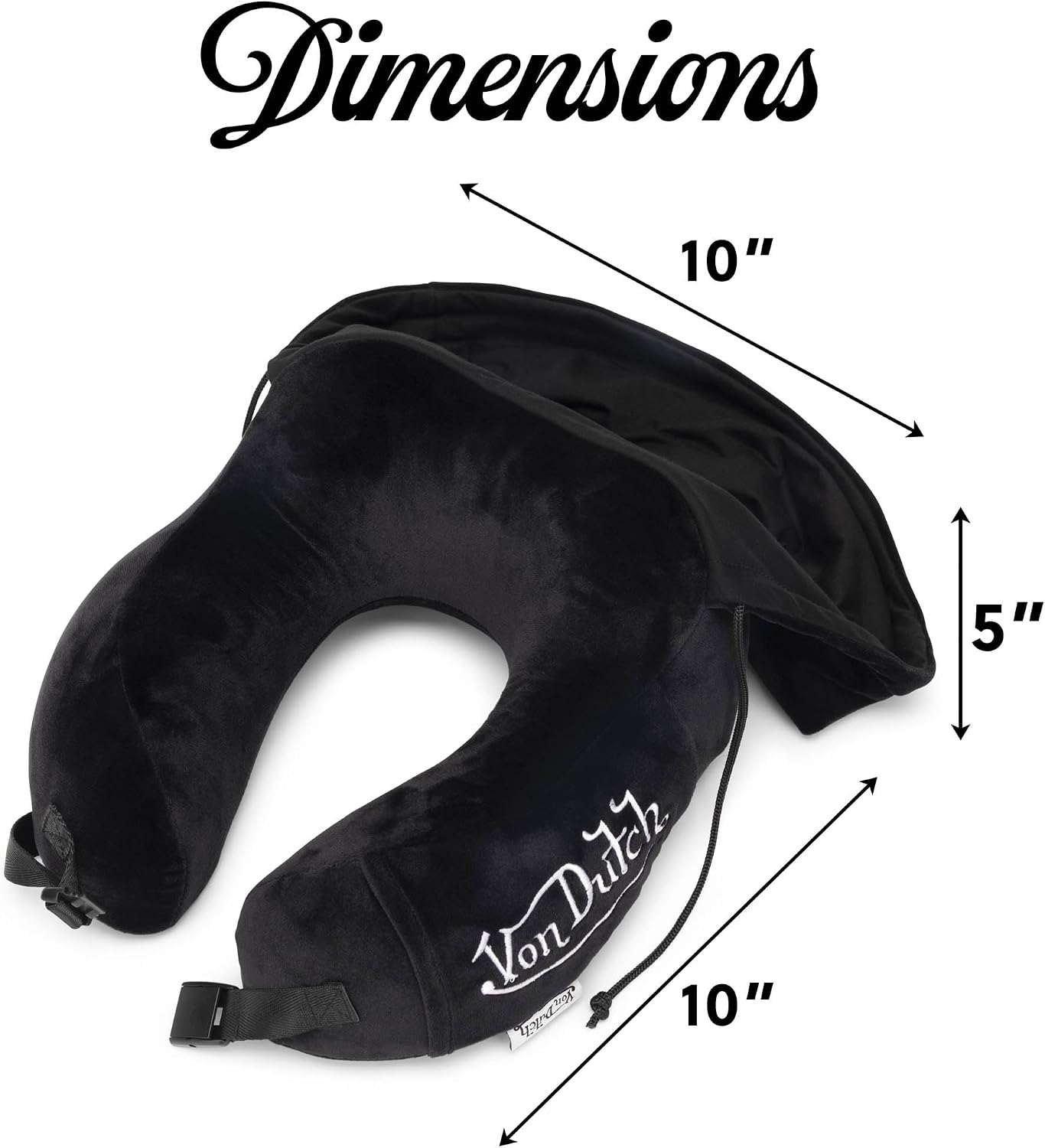 Von Dutch Eyeconic Hooded Ergonomic Memory Foam Travel Neck Pillow (Black)