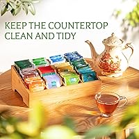Vista 3 de Organizador de bolsas de té - Organizador de almacenamiento de té de bambú con 12 compartimentos, organizador de té de 1 capa para bolsas de té