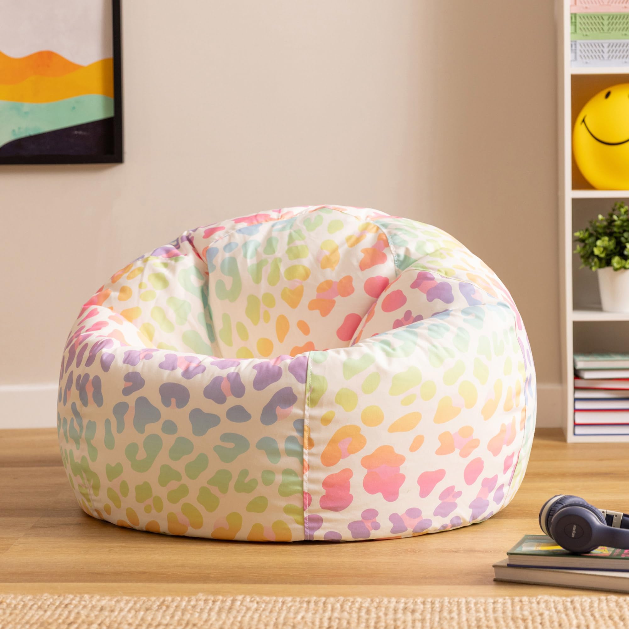 Icon Léopard Pouf Enfant, Collection Imprimée, Pouf Poire Ado avec Remplissage, Chaise Enfant, Fauteuil Chambre, Meuble Chambre, Meuble Salon