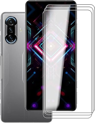 Protector de pantalla para juegos Redmi K40, 3 unidades, alta transparencia [dureza 9H] [sin burbujas] Película protectora de vidrio templado para