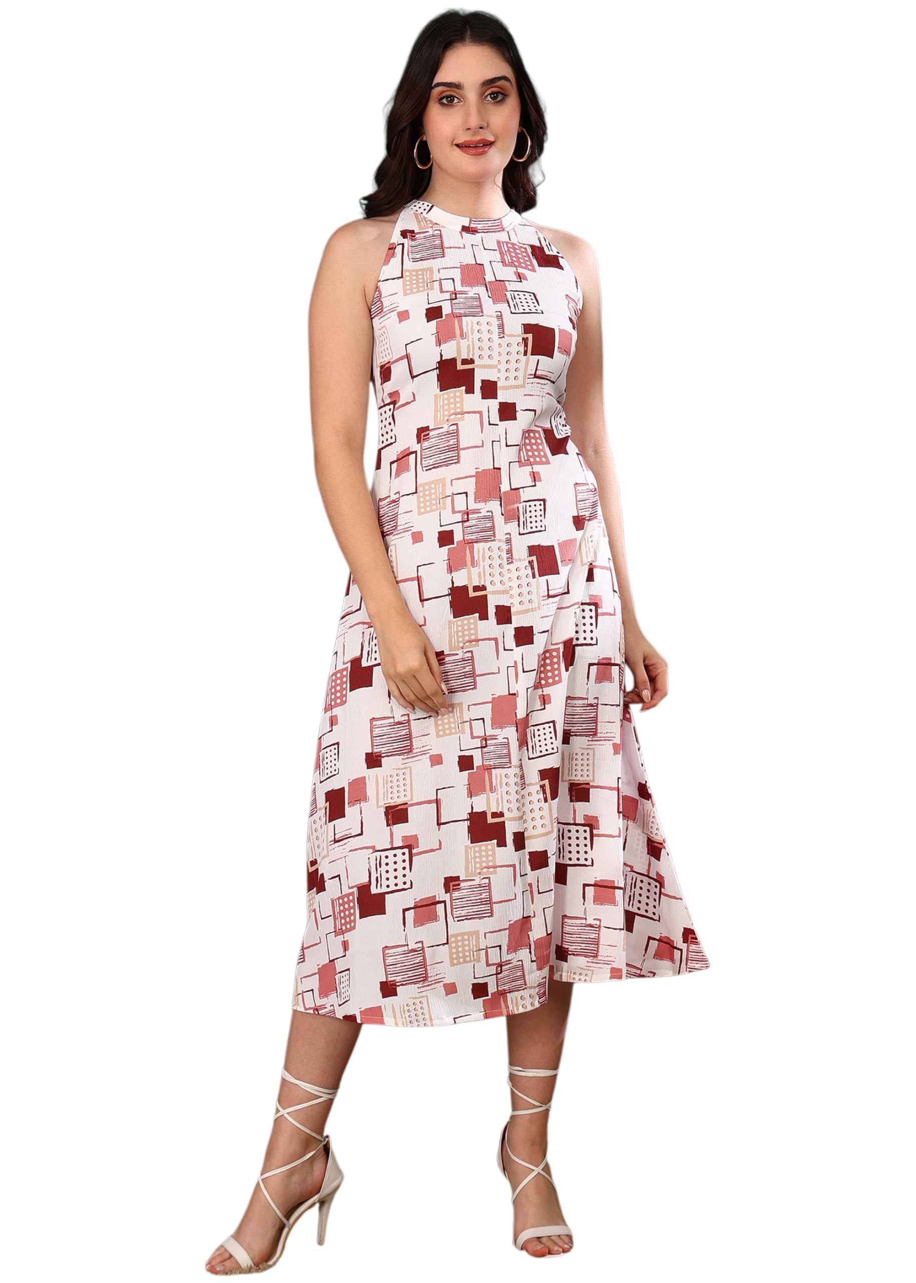 Yash Gallery Women’s Printed Dress | Elegant Sleeveless Short Dress for Western Casual Comfortable Everyday Wear Outfit for Women