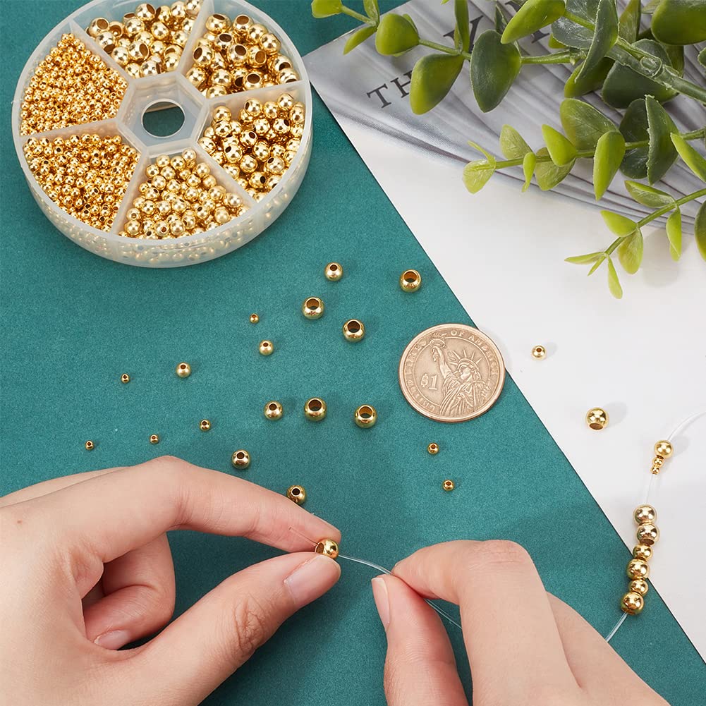 PH PandaHall Lot de 120 perles d'espacement rondes ondulées en laiton plaqué or 14 carats pour la fabrication de bijoux, bracelets, colliers, boucles d' oreilles, loisirs créatifs, 3/4/5/6 mm PH PandaHall Lot de 120 perles d'espacement rondes ondulées en laiton plaqué or 14 carats pour la fabrication de bijoux, bracelets, colliers, boucles d' oreilles, loisirs créatifs, 3/4/5/6 mm