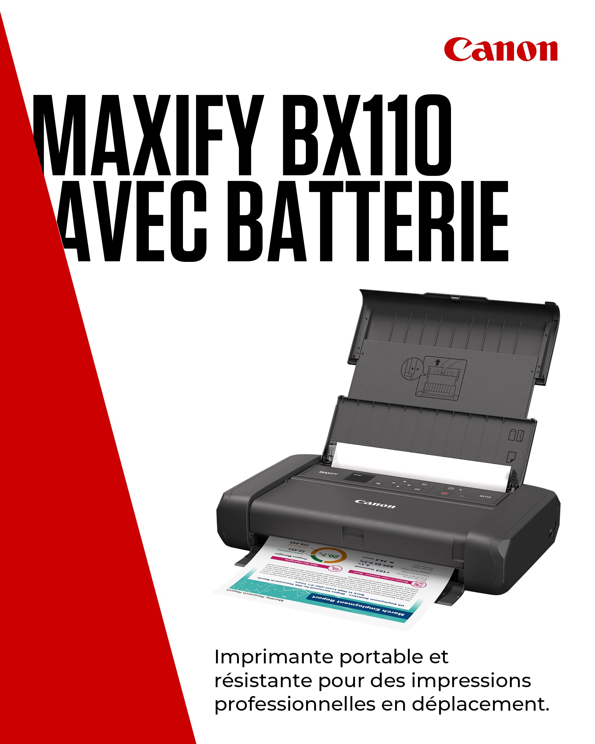 Canon MAXIFY BX110 Imprimante Jet d'encre A4 Portable Rechargeable