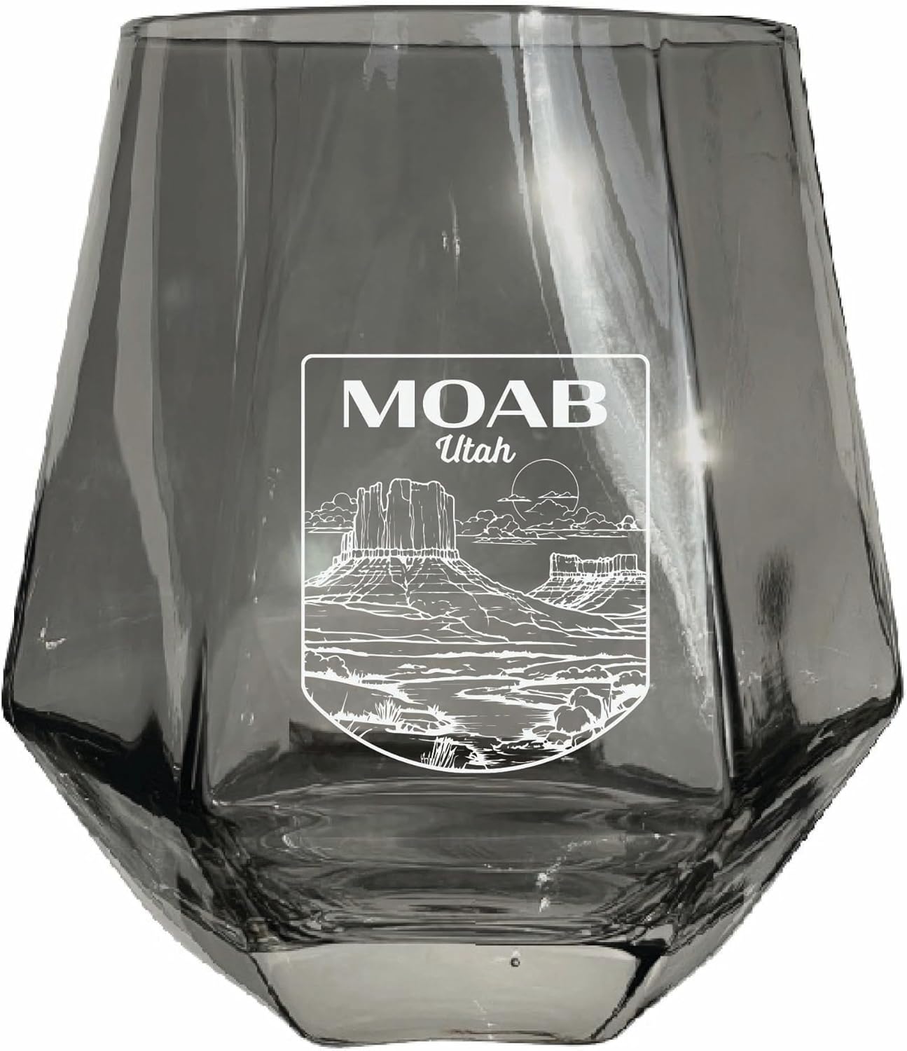 R and R Imports Moab Utah Souvenir Stemless Diamond Wine Glass Engraved 15 oz Iridescent 2-Pack