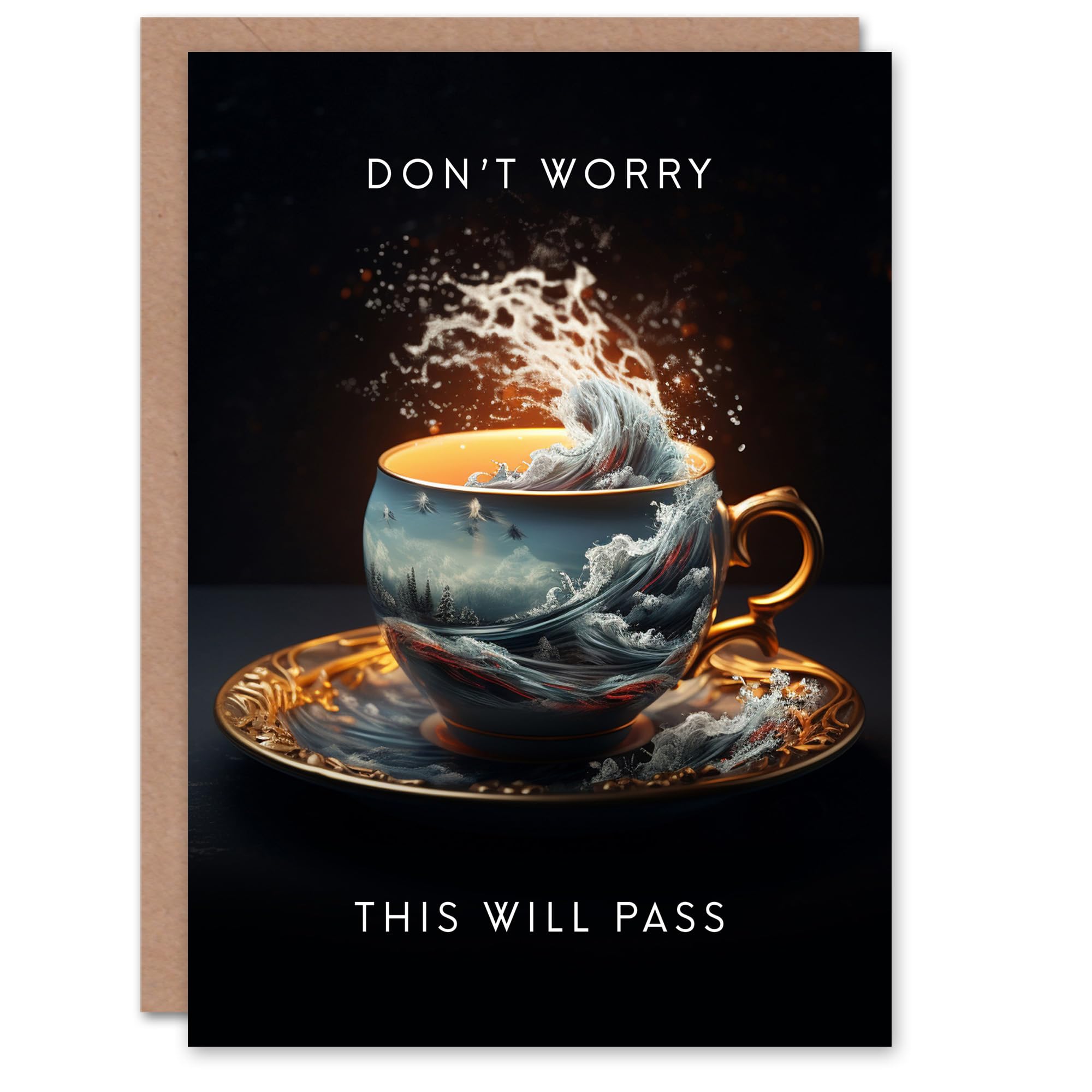 Artery8 Get Well Greeting Card Don't Worry This Will Pass Storm Tea Cup For Him Her