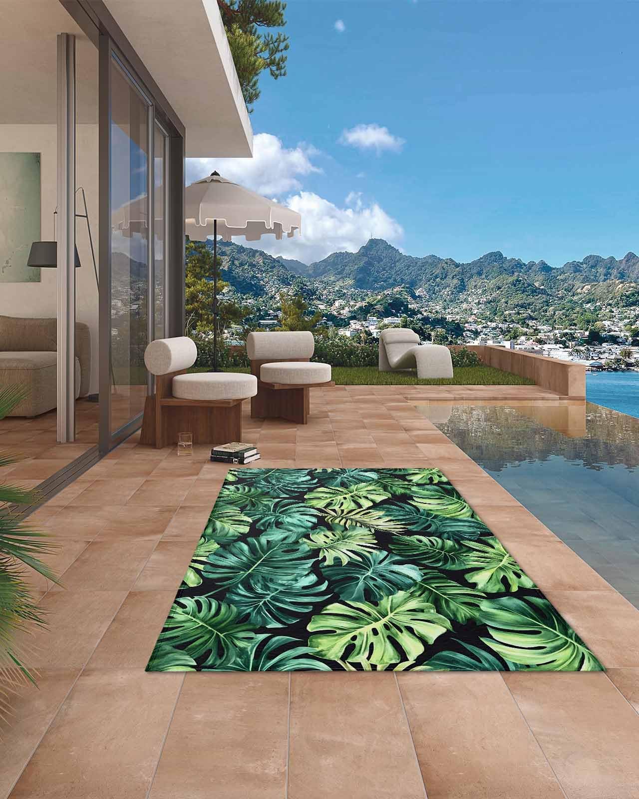 Amazon.com: nqOlkjepod Outdoor Rug 6x9 Ft, Palm Leaf Large Area