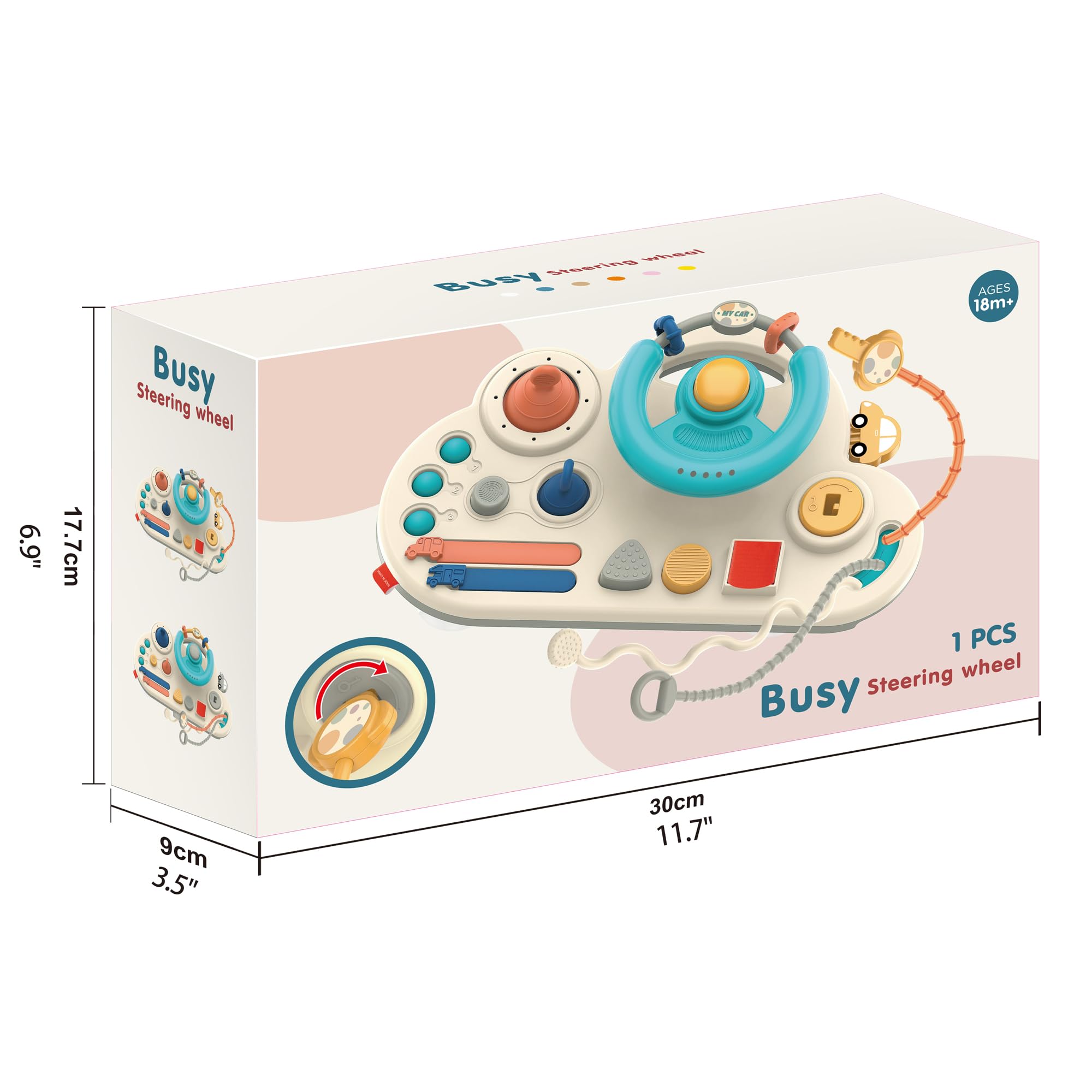 caterbee Volant Montessori pour bébé avec activités de développement, Multicolore (Rosa)