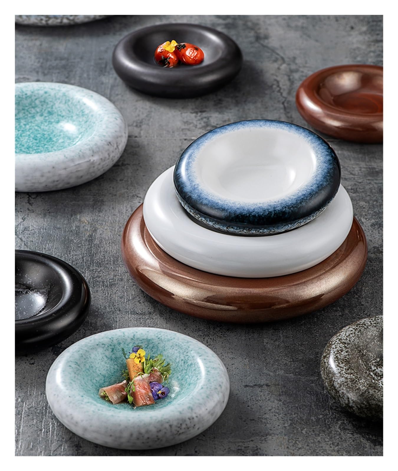 Plates Style Japonais Plat Assiette Creative Céramique Assiette Froide Plat Spécial Vaisselle Assiette à Dessert(D)
