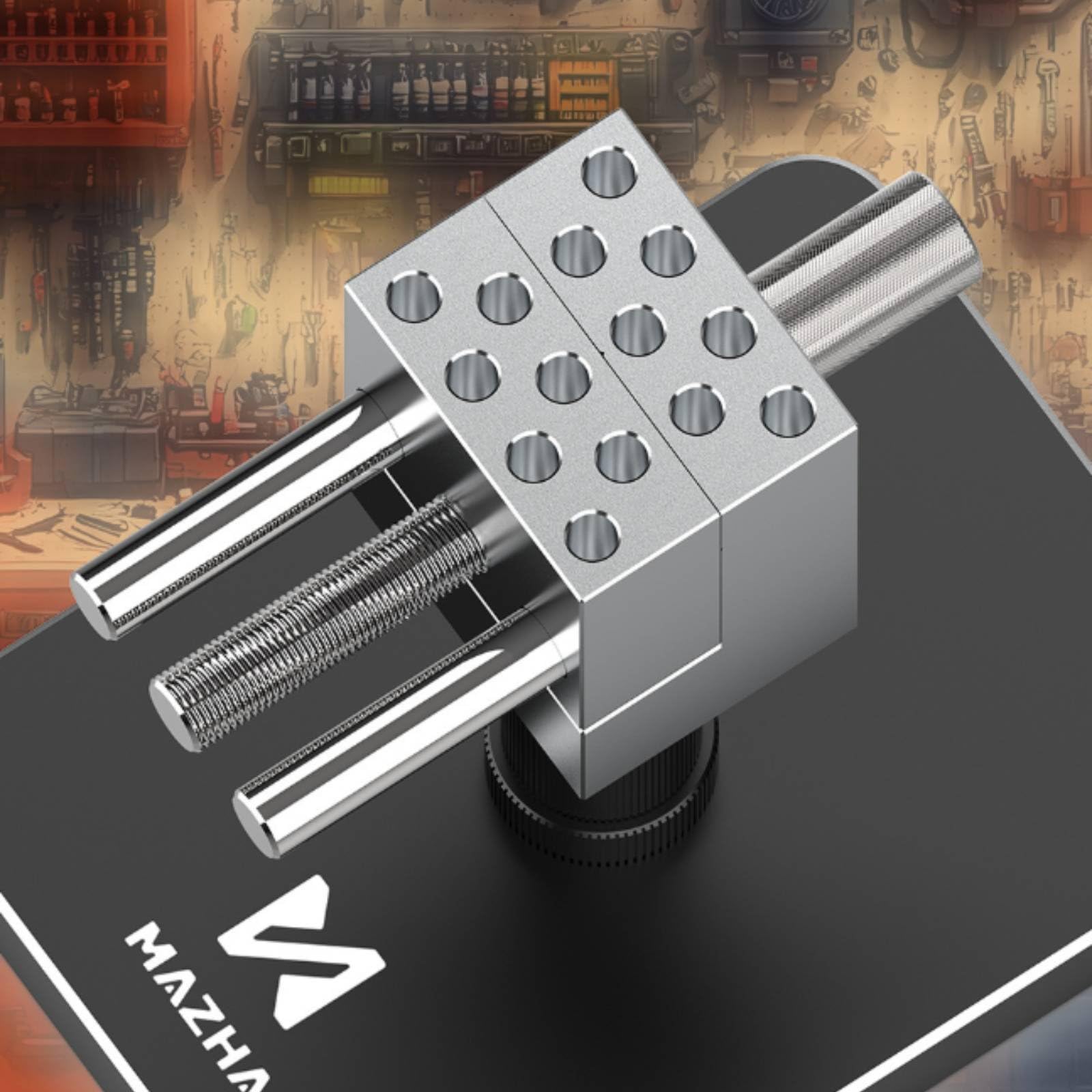 Industrial Vice de Modelismo Tornillo de Banco Mordaza Mini Herramienta de Sujeción Aleación de Aluminio CNC con Pasadores Ajustables Base Ponderada y