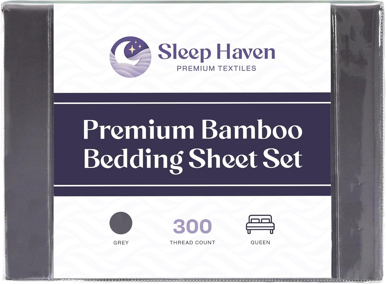 Sleep Haven 300 Thread Count 100% Viscose from Bamboo Sheets – Cooling Sateen Weave Bed Sheet Set, 18” Deep Pocket for Thick Mattresses (Gray, Queen (U.S. Standard))
