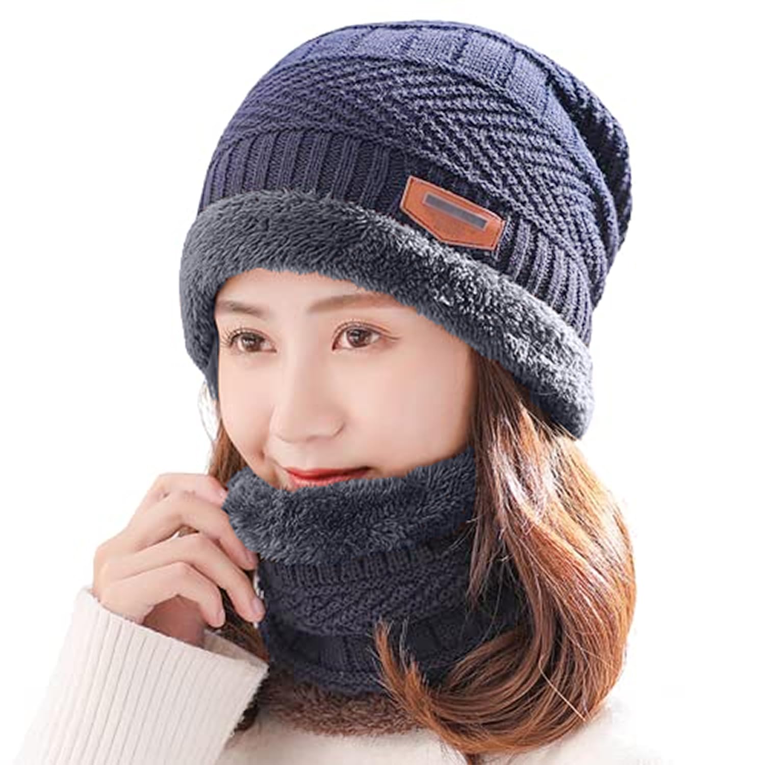 Winter Woolen Cap, Neck Warmer Scarf Set For Women-image-19