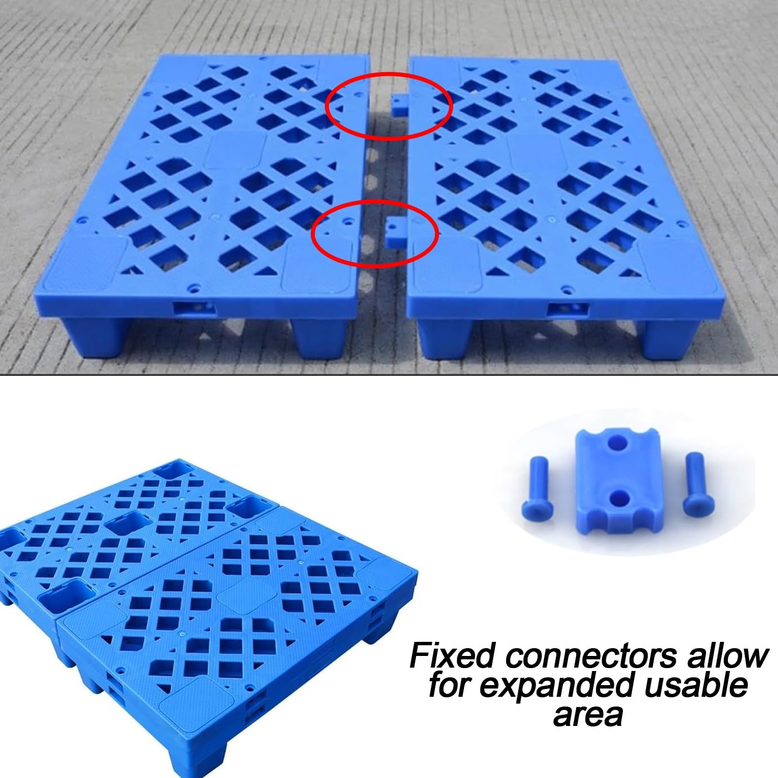 Pallet in plastica HDPE, traspirante, resistente alle intemperie, capacità di carico statica, impilabile, per magazzini e cantine, 40 x 40 x 15 cm, blu