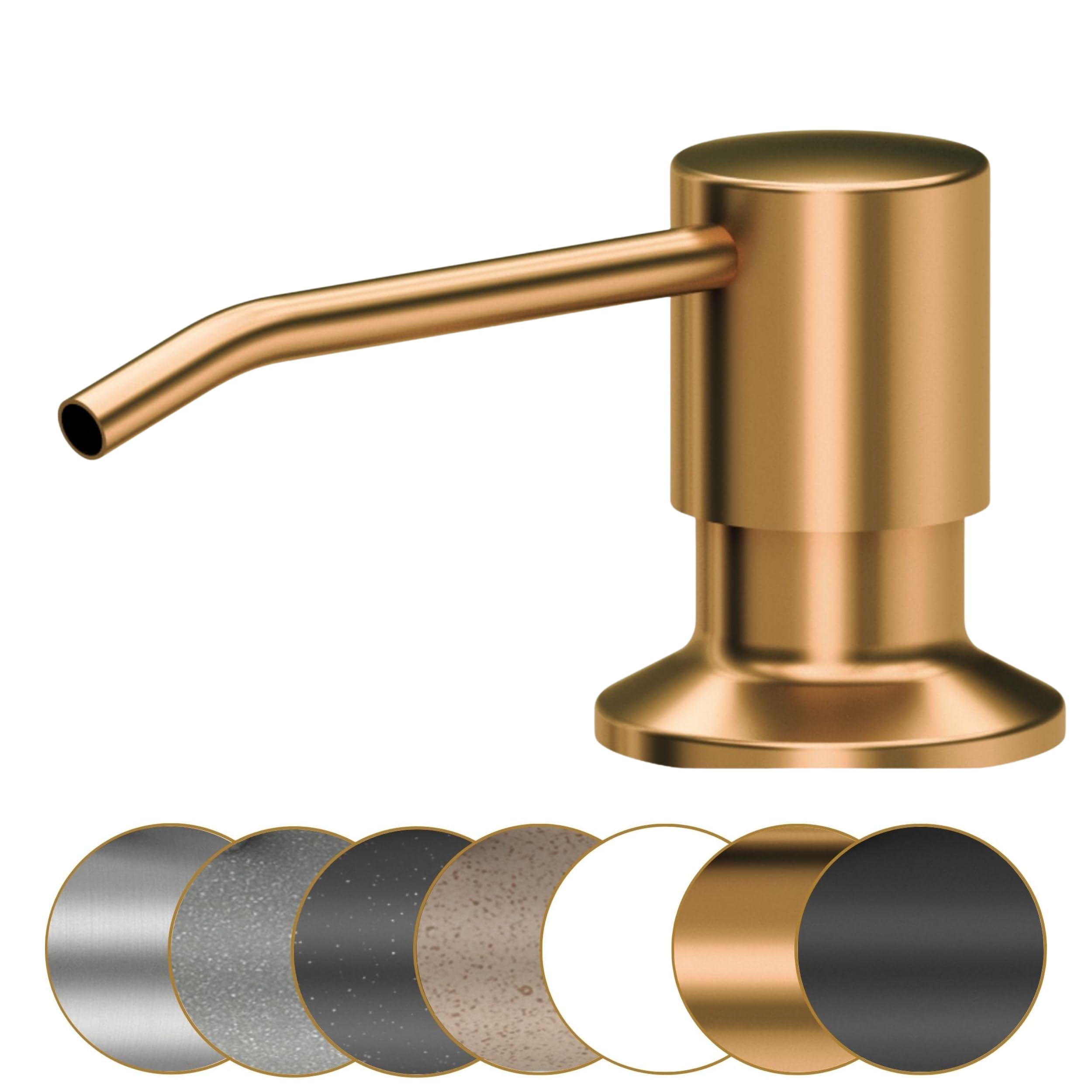 Sink Quality Distributeur de savon encastré en cuivre – 320 ml en PVC robuste – Distributeur de liquide vaisselle encastré pour évier, inoxydable – Rechargeable par le haut – Pompe rotative à 360°