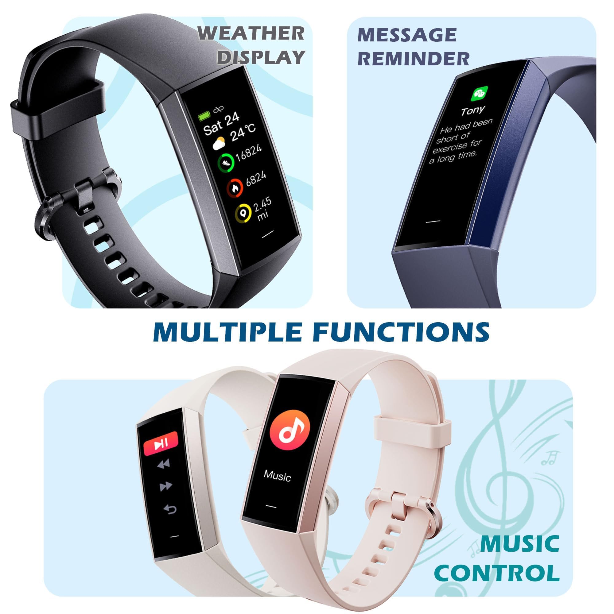 Fitness Armband Fitness Uhr Batterie Smartwatch Herren Amzhero