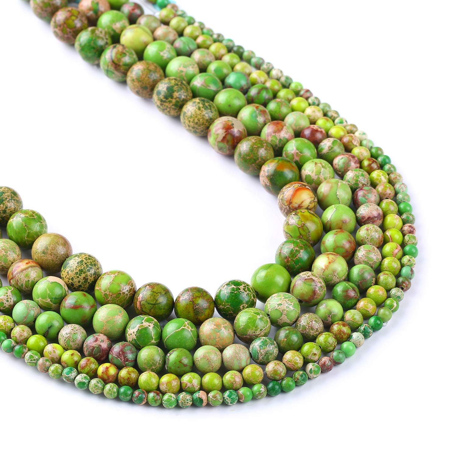 Rosebeading Green 8Mm Fruit Round Gemstones, Sea Sediment Jasper Beads, Full Strand 15"