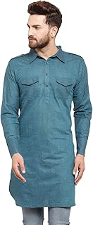 enchanted drapes Blue Cotton Men's Pathani Kurta(XS to 7XL)-picture-10