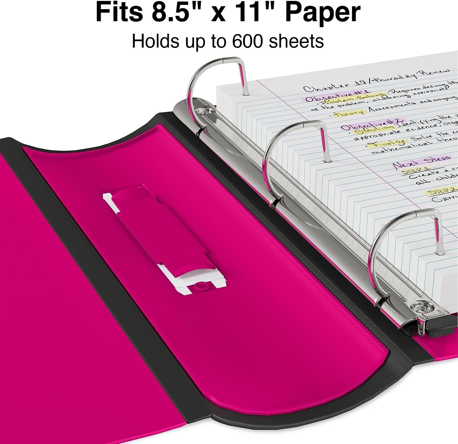 Staples Better Binder, 3" Heavy‑Duty D‑Ring 3‑Ring Binder, Pink, Reinforced Spine, 600‑Sheet Capacity, Durable Organizer for Office, School & Presentations, 2‑Pack