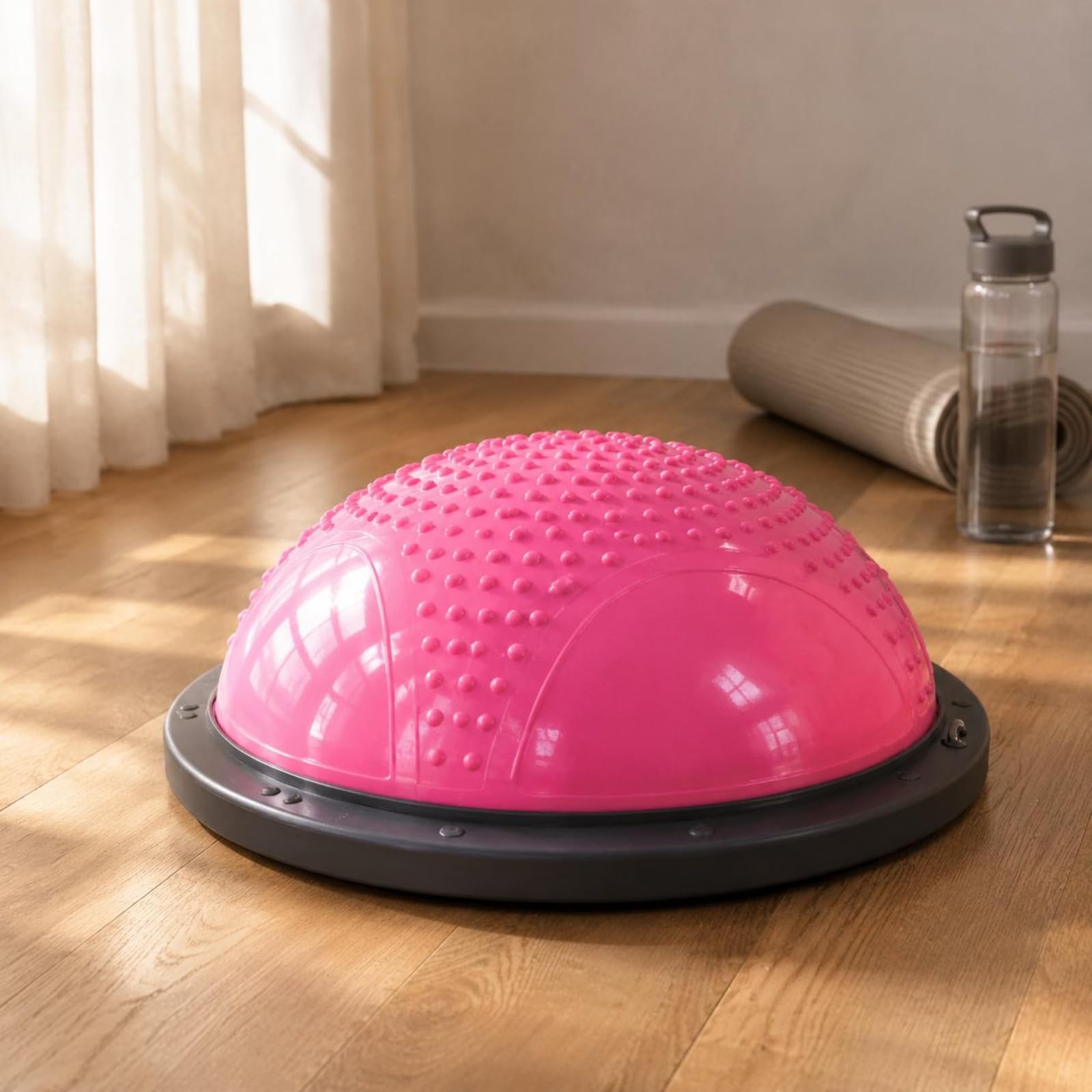 Mezzo Sfera Fitness con Base Antiscoppio Mezza Palla da Ginnastica Pompaggio Incluso Palla Fitness con Elastici per Principianti