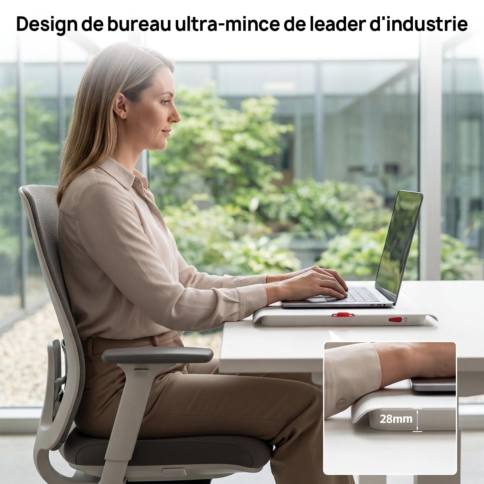 Mensola regolabile in altezza, convertitore da scrivania ultra sottile, spessore solo 2,8 mm, bordi arrotondati ergonomici, posto di lavoro, scrivania in piedi, per laptop, schermo del PC