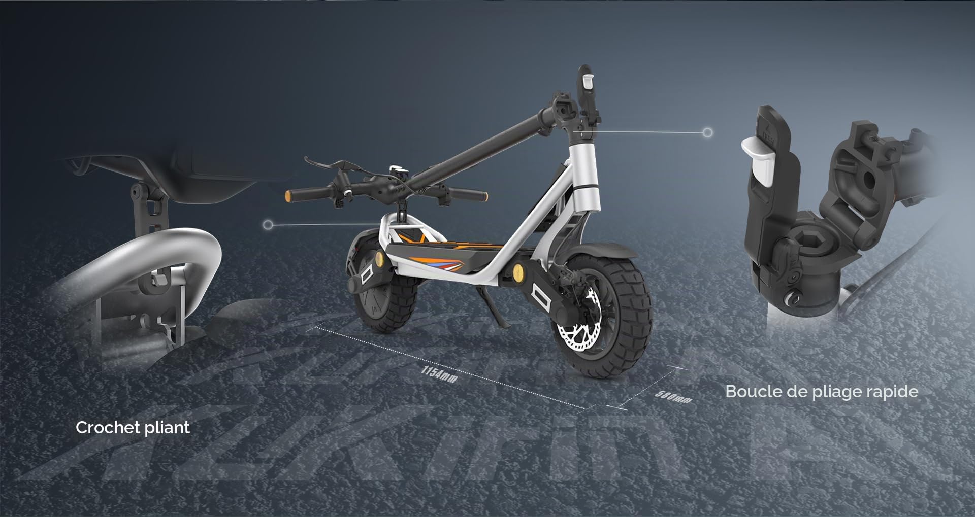 KuKirin Trottinette Électrique Adulte Pliable, Pneus Tubeless 10 Pouces, Double Frein à Disque, Suspension Avant et Arrière, Écran LED, Éclairage avec Clignotants, IPX4, A1