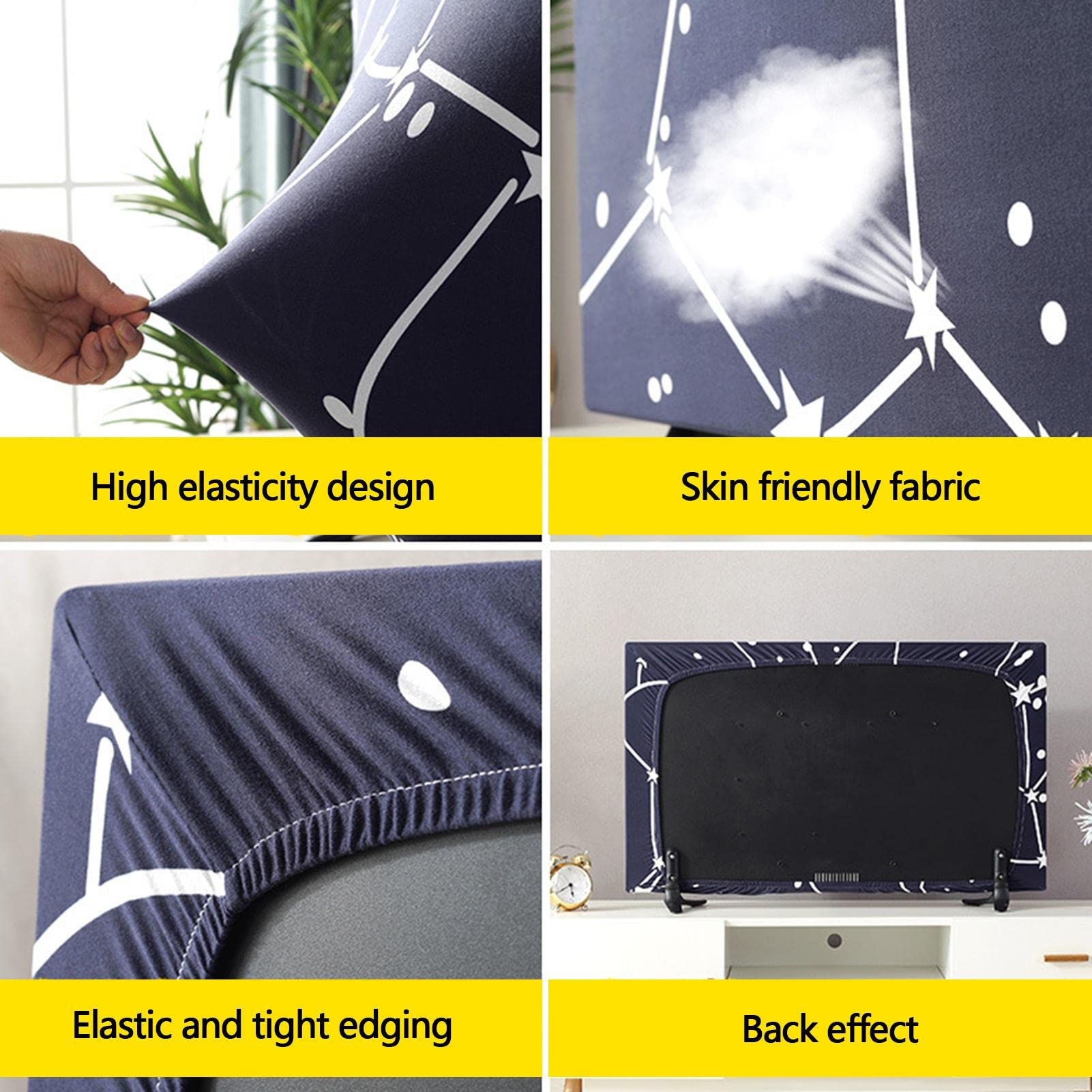 Housse TV Universelle,Protection Anti-poussière pour téléviseur - Accessoire décoration TV en Tissu Polyester Haute densité pour téléviseur Plat LCD 32-65 Pouces et télé seur