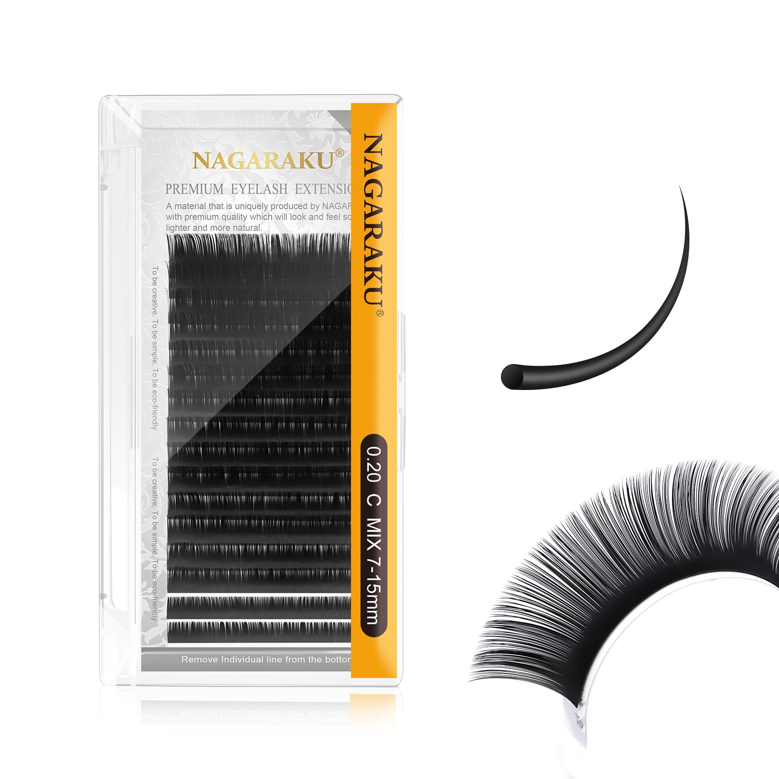 NAGARAKU Eyelash Extensions Individual Lashes 0.20mm C curl 7-15mm Mix Tray Classic Matte Black Natural Faux Mink 16 rows-picture-31