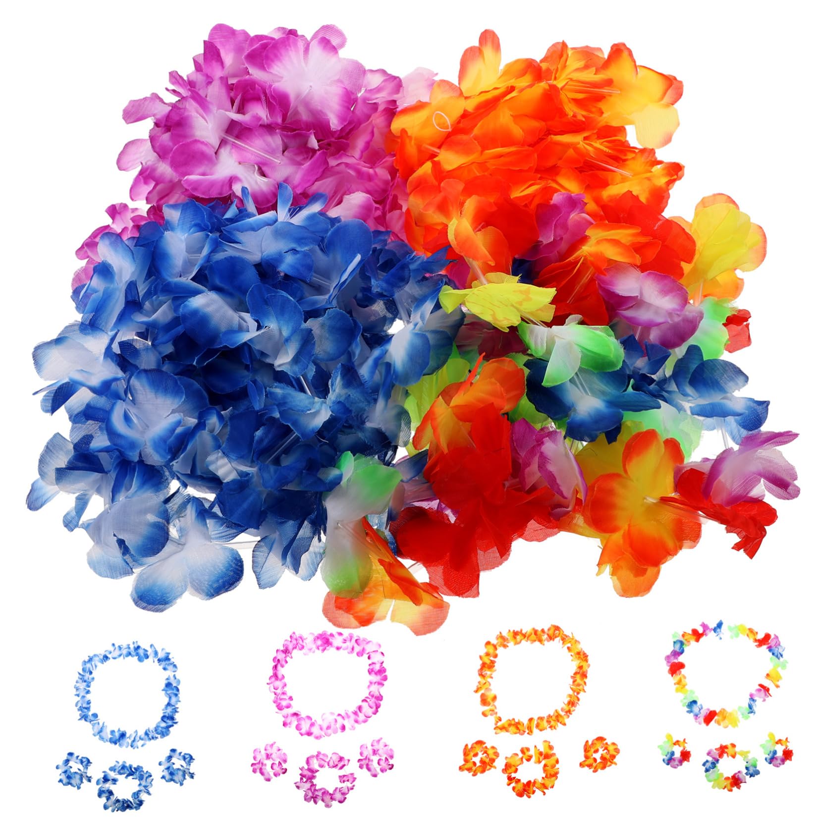 PRETYZOOM 2sätze Hawaiianisches Party- Teilig Blumenketten Armbändern Und Stirnbändern Für Luau Tropische Themenpartys Und Sommerfestlichkeiten
