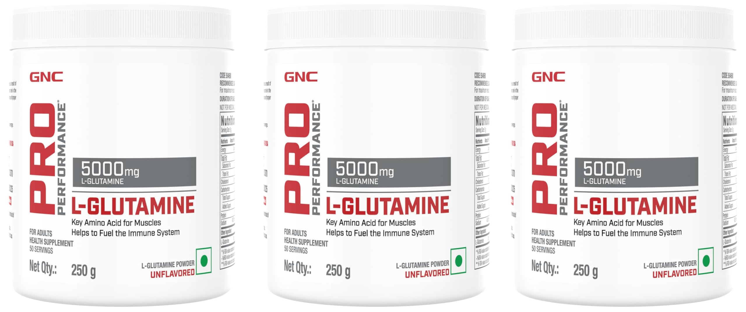 GNC Pro Performance L-Glutamine 5000 mg - 50 Servings - 0.55lbs, 250 gm (Unflavored) (Pack of 3)-picture-22