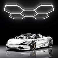 Vista 9 de Luz de garaje hexagonal - Luces LED hexagonales, alto brillo 566W 70750LM 6500K luces de panal súper brillantes para garaje, sótano, almacén, tienda