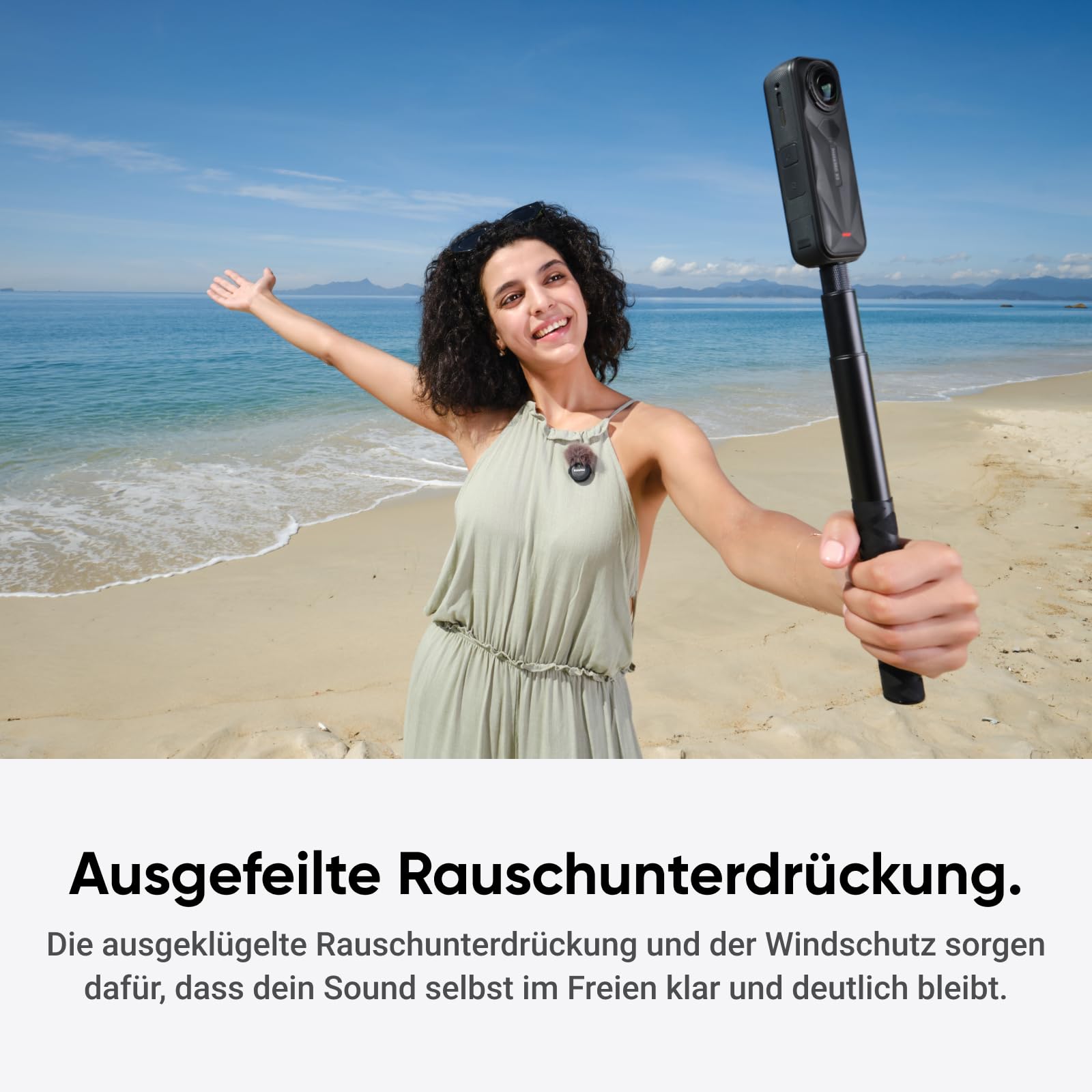 Insta360 Mic Air Transmitter, ultraleichte 7,9 g, Drahtloses Mikrofon X5/X4/X4 Air/Ace Pro 2/GO Ultra, Rauschunterdrückung, Vlog, Streaming