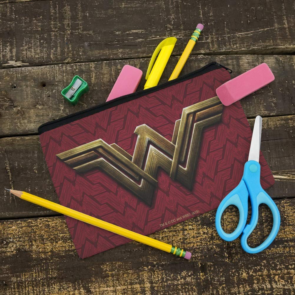 Justice League Movie Wonder Woman Logo Pencil Pen Organizer Zipper Pouch Case