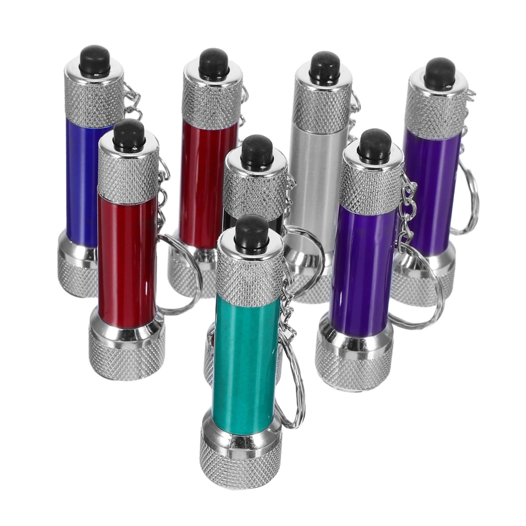 WHAMVOX 8Pcs Mini Portable LED Keychain Ultra Alloy for Camping Hiking and Outdoor Activities Random Colors