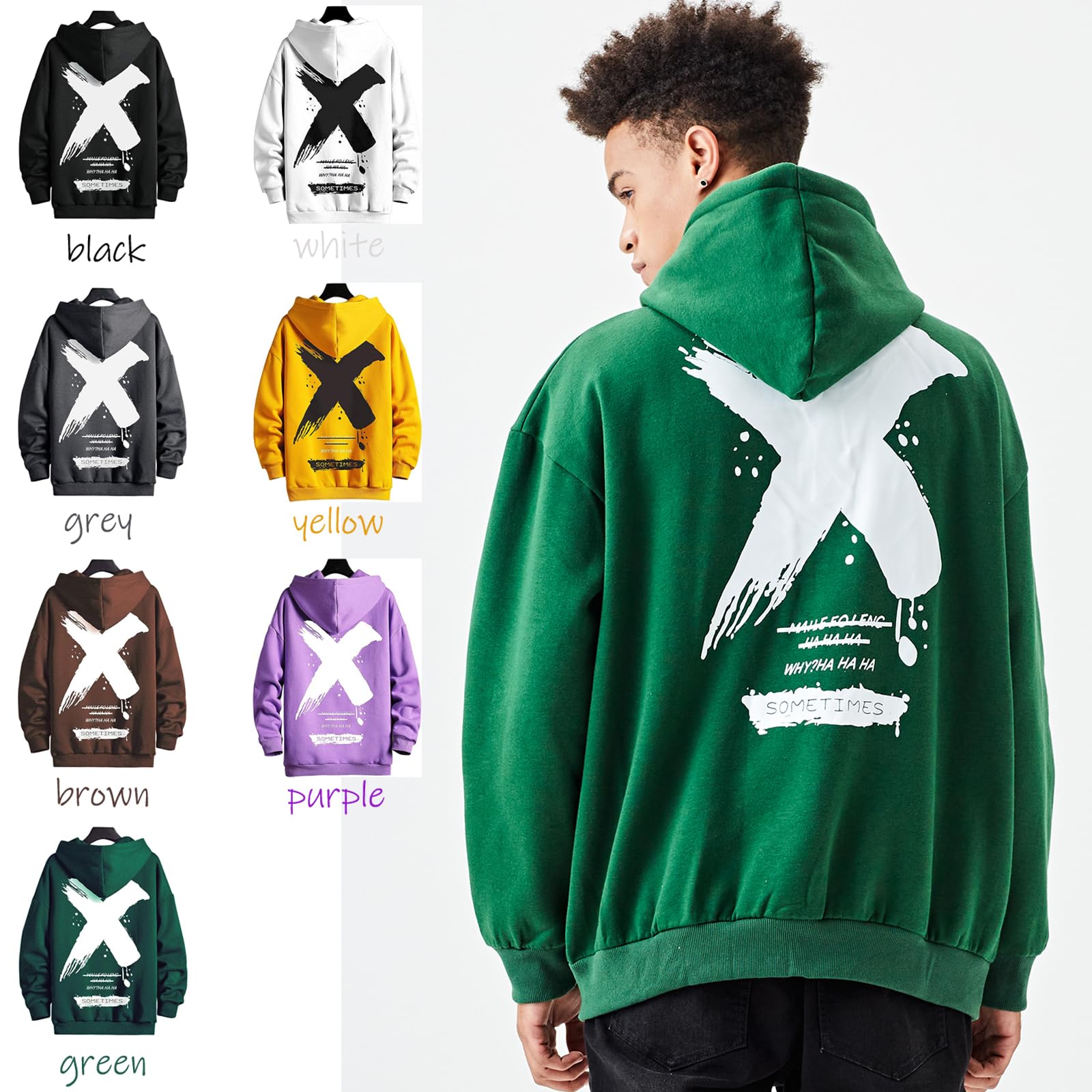 Moshtashio Felpa Uomo con Cappuccio Unisex Hip Hop a Maniche Lunghe Sweatshirt Pullover Uomo Felpe Stampa di Lettere Hoodie Uomo Autunno Inverno