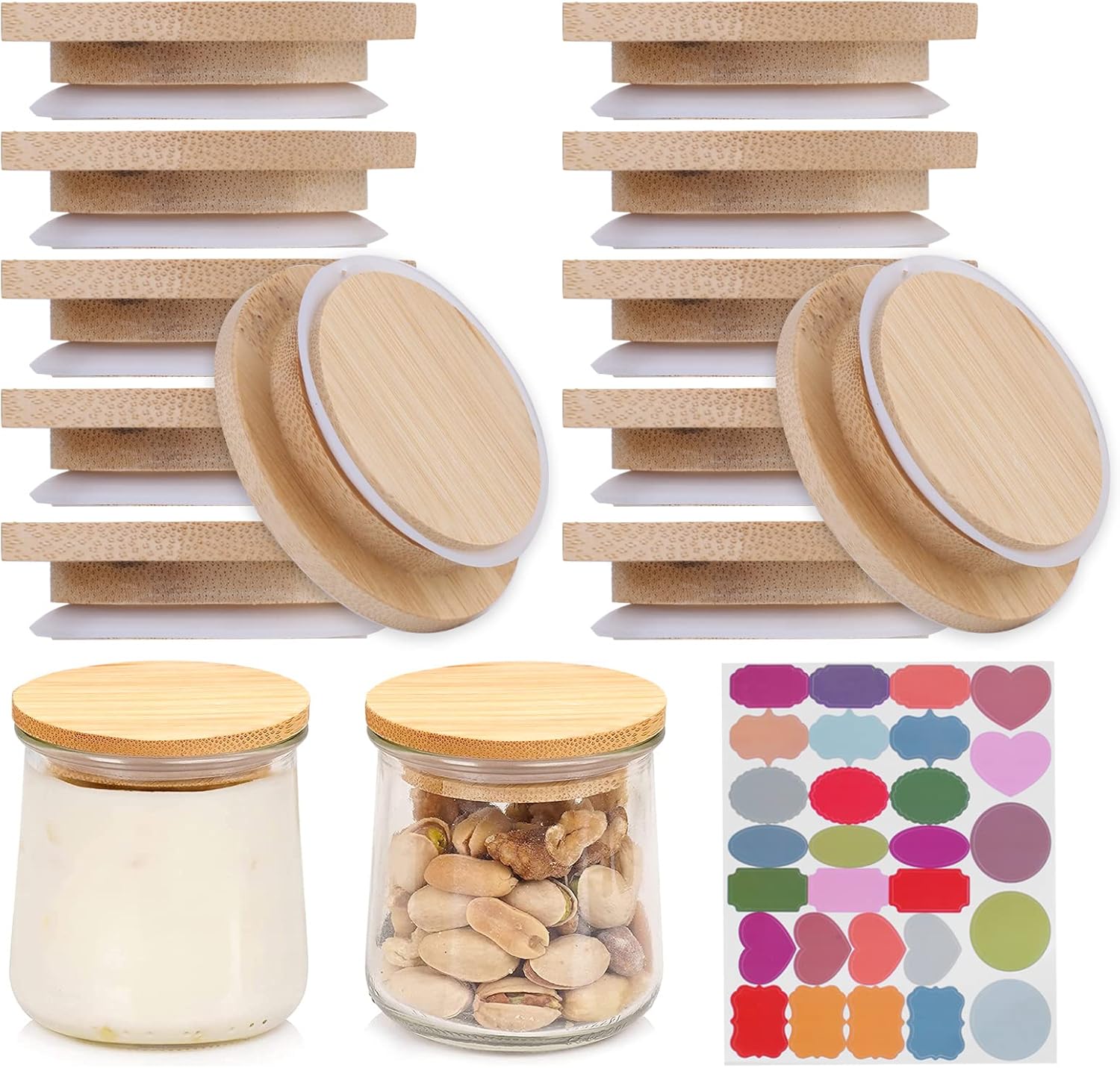 Oui Yogurt Mason Jar Lids Mason Jar Lids 12 Pack Bamboo Wood Lids with