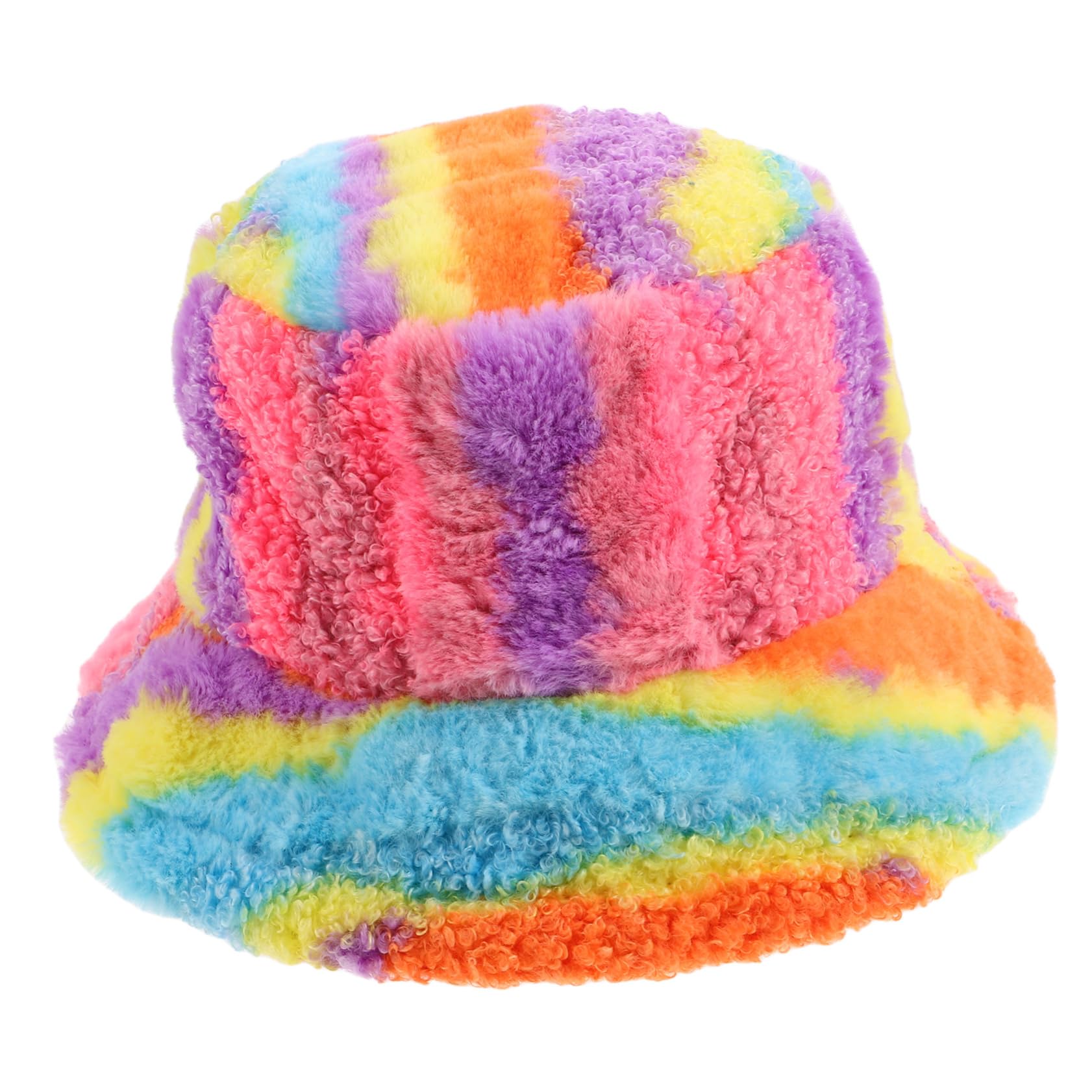 Didiseaon Rainbow Bucket Hat for Women Plush and Fuzzy Cap for Fall/Retro Fisherman Hat for Outdoor