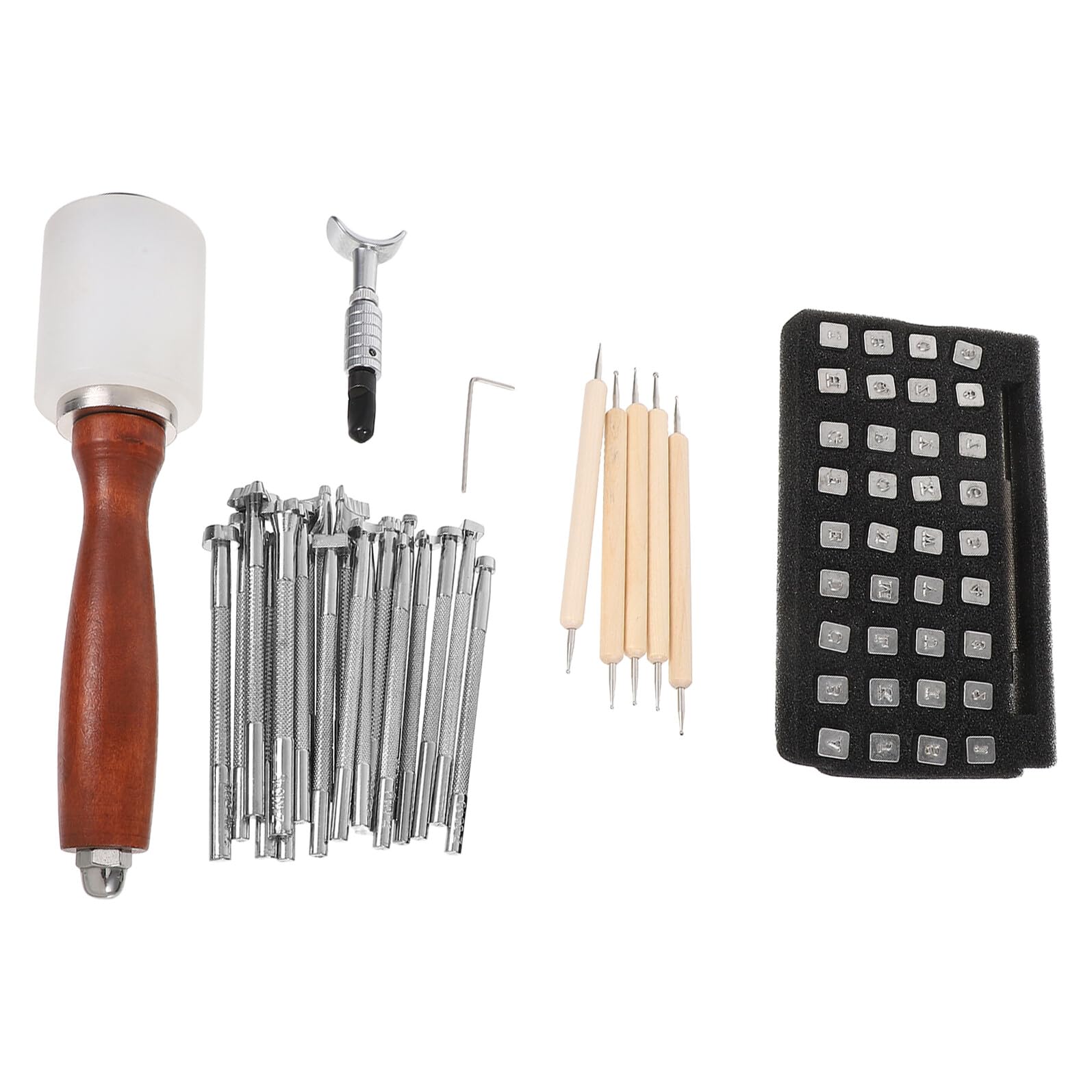 Healifty Juego de Sellos Metálicos para Cuero con Letras y Números Herramienta para Estampar Manualidades DIY Mango Ergonómico y Duradero para Repujado en Marroquinería