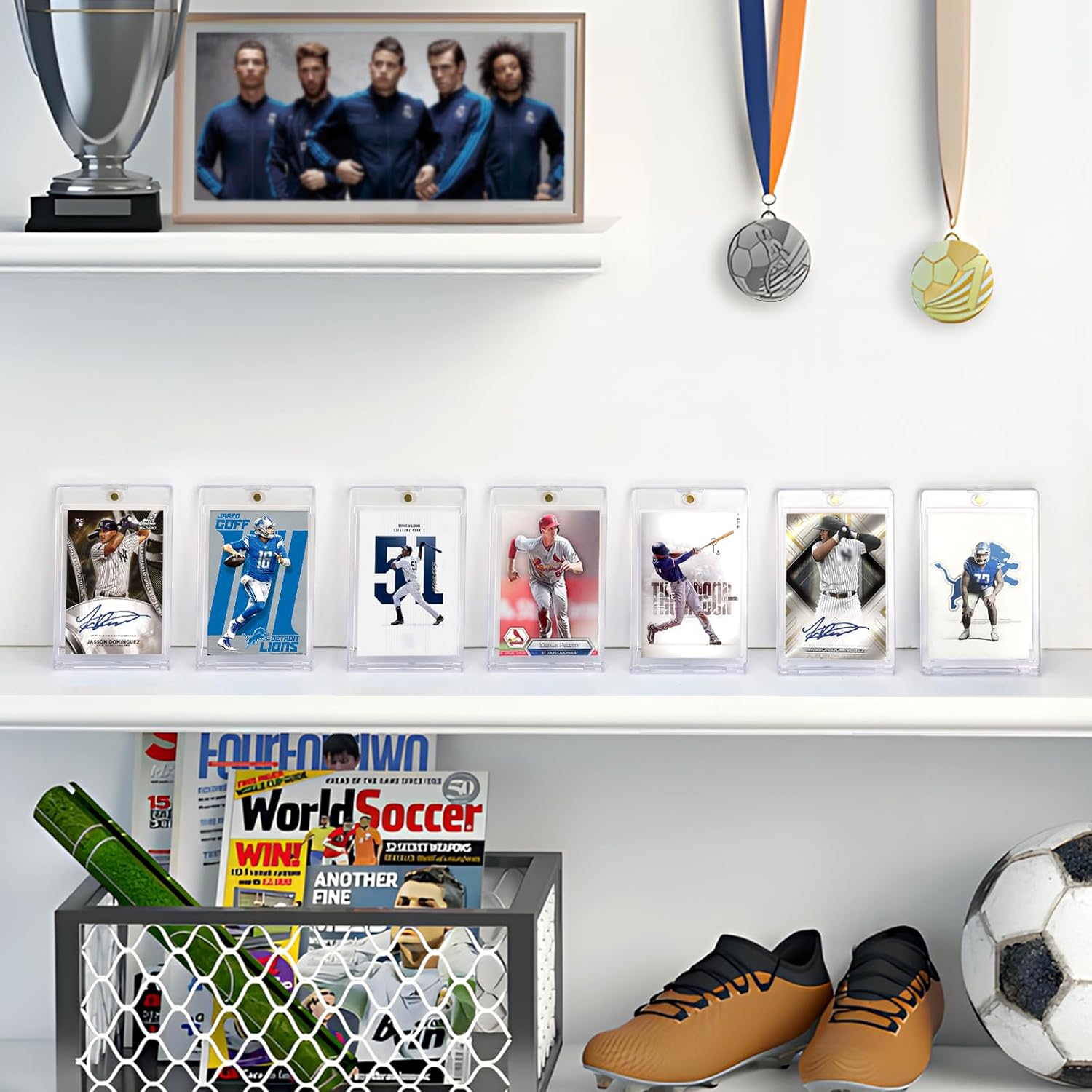 WISYOK 8 Pcs Magnetic Card Holder, 35pt Ultra Pro One Touch Card Holder, UV Card Protectors Hard Plastic for Sports Cards, Magnet Case, Trading Card Display