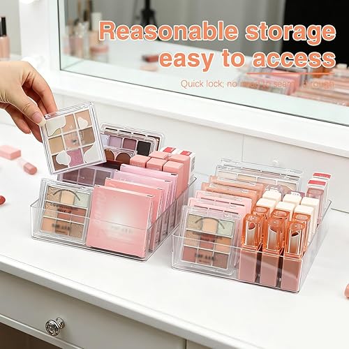 Miniatura 5 de Paquete de 2 organizadores de maquillaje para paleta de sombras de ojos y organizador de lápiz labial, organizador de paleta de maquillaje dividida