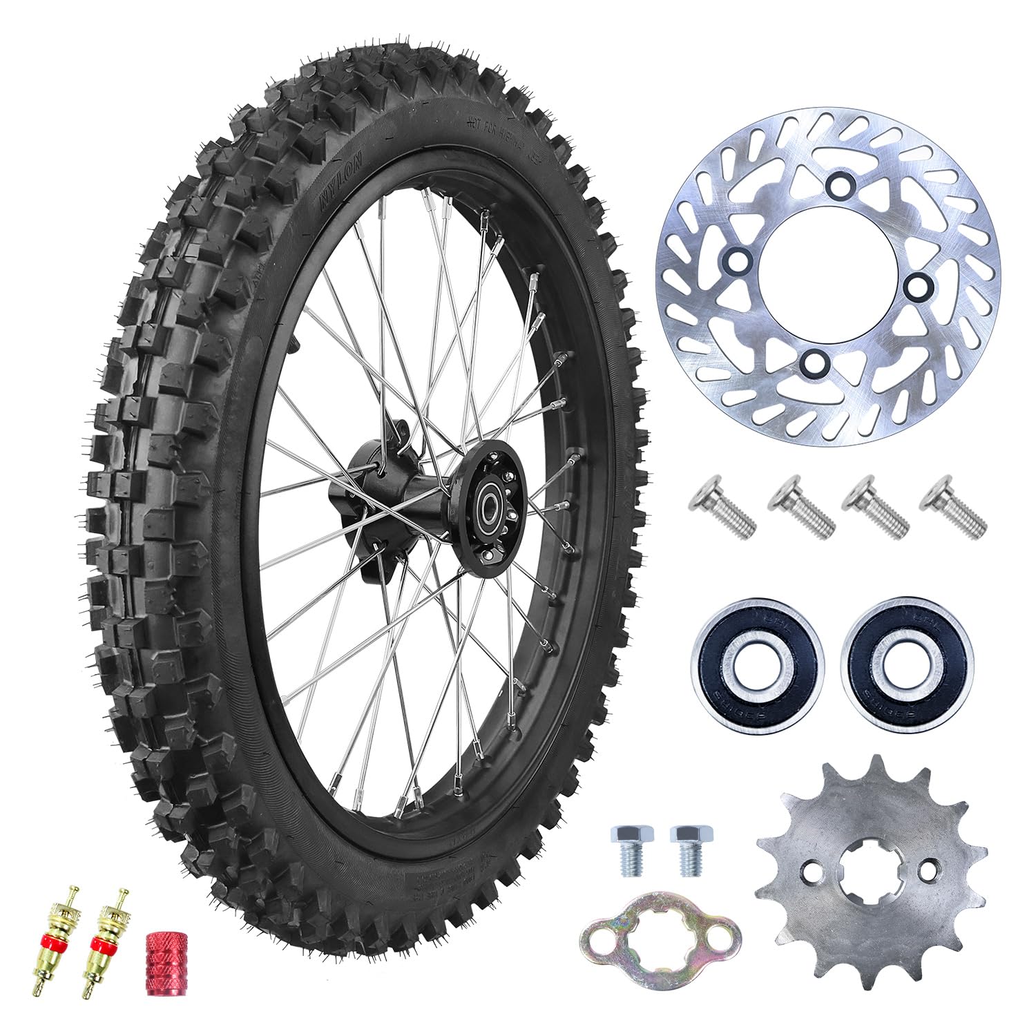 2.75x17 70/100-17 Front Wheel Tire Rim Inner Tube for 110cc 125cc 140cc 150cc SSR Motorsports SR150 TaoTao DB17 DB27 Apollo KLX140R KX85 KX80 Baja Motorsports DR90 irt Pit Bike Motorcycle