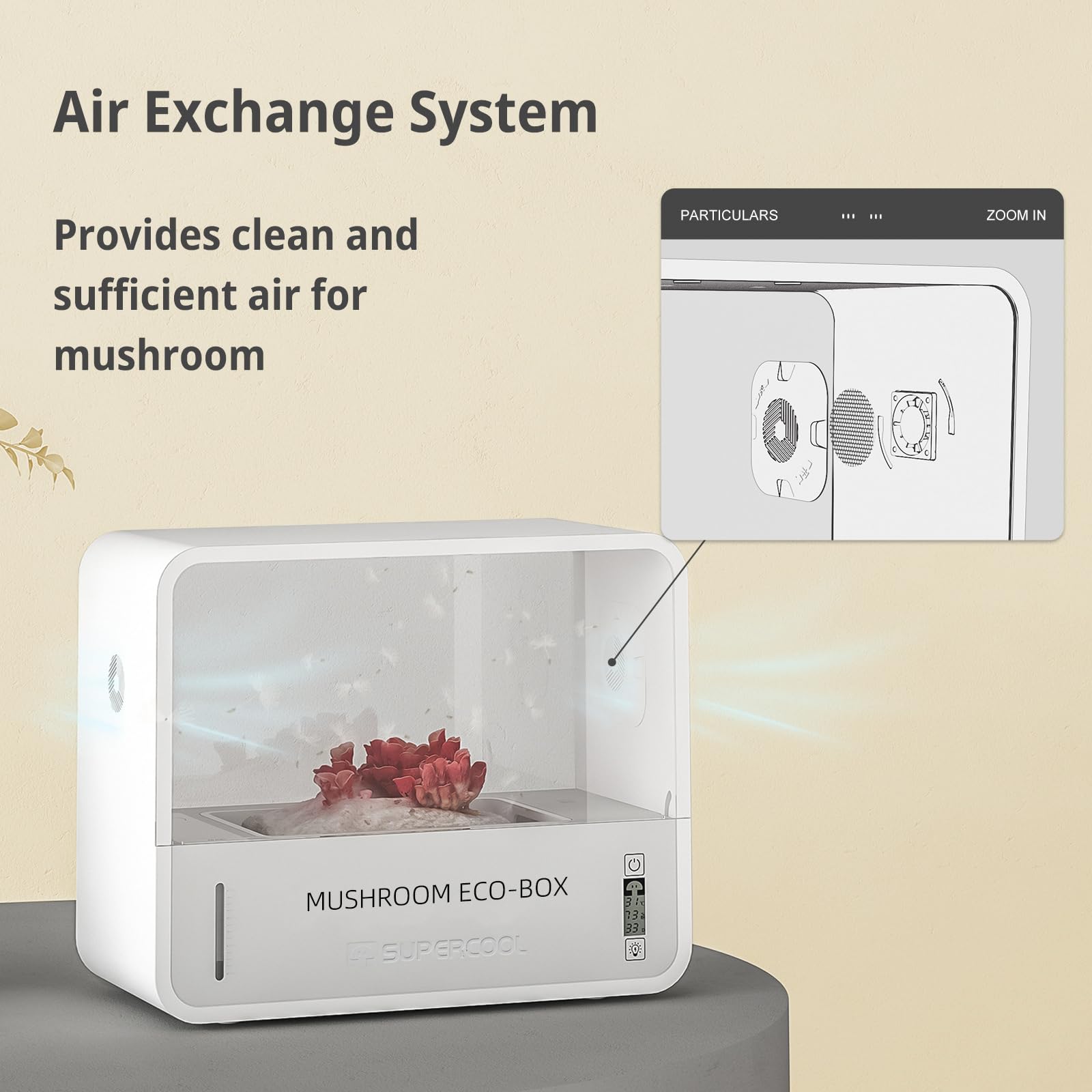 Kit Champignons à Faire Pousser, Tente de Culture de Champignons avec Affichage de la Température et de l'humidité, kit de Culture de Champignons Smart Monotub