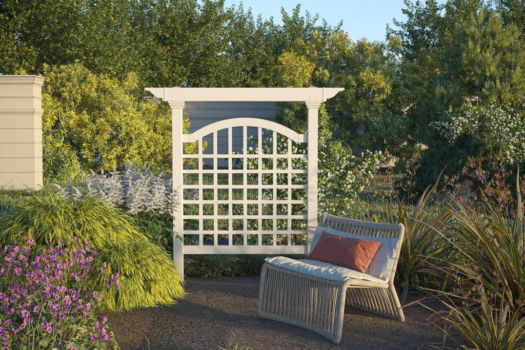 Vita Manchester White Vinyl Trellis – 60" x 82" PVC Lattice Privacy Screen for Climbing Plants & Vines, BPA & Phthalate-Free, Durable Outdoor Garden Décor, Easy Installation, Weather-Resistant
