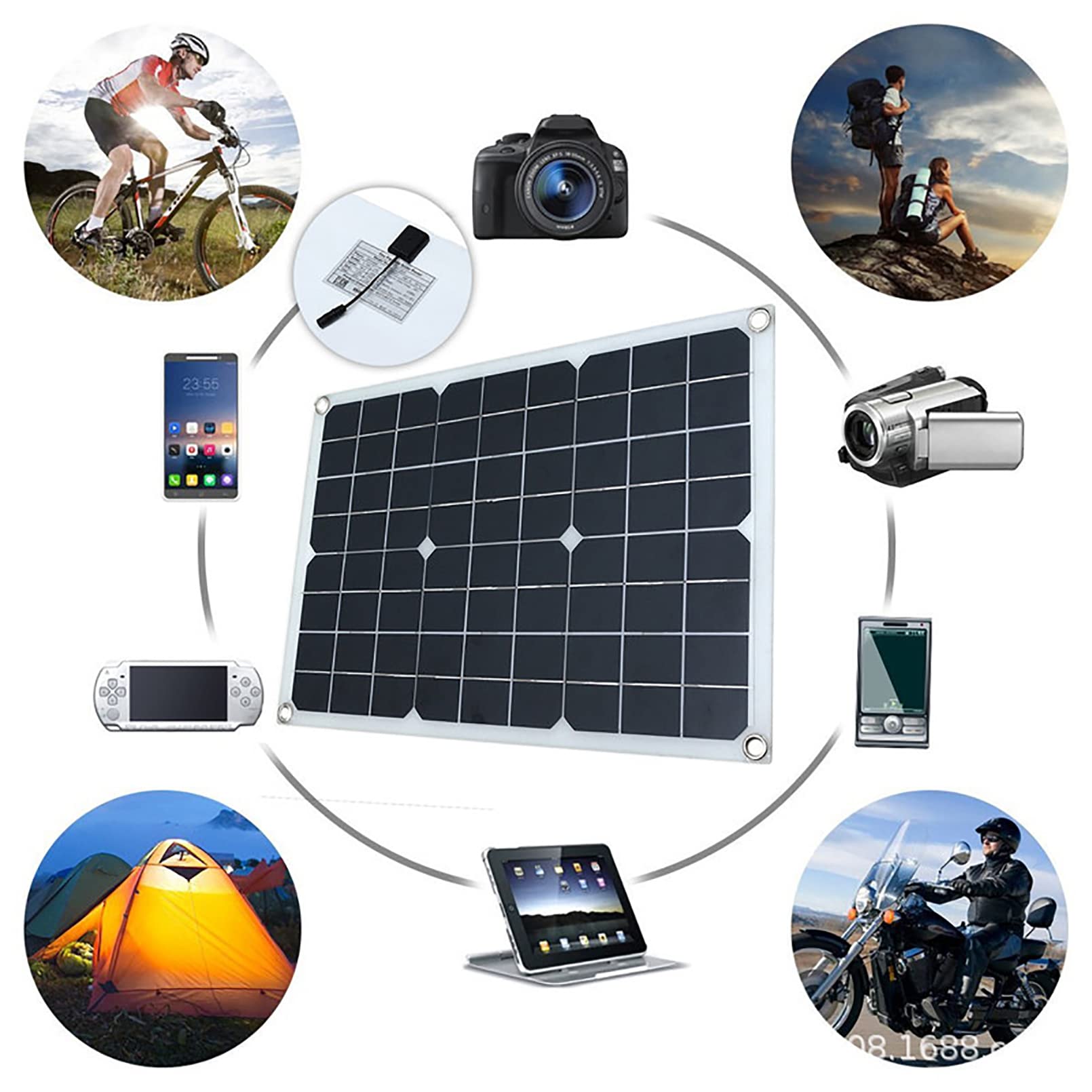 Zonnepaneel, 50 W, zeer efficiënt monokristallijn draagbaar zonnepaneel met 10 A waterdichte controller voor outdoor, reizen, kamperen Zonnepaneel, 50 W, zeer efficiënt monokristallijn draagbaar zonnepaneel met 10 A waterdichte controller voor outdoor, reizen, kamperen