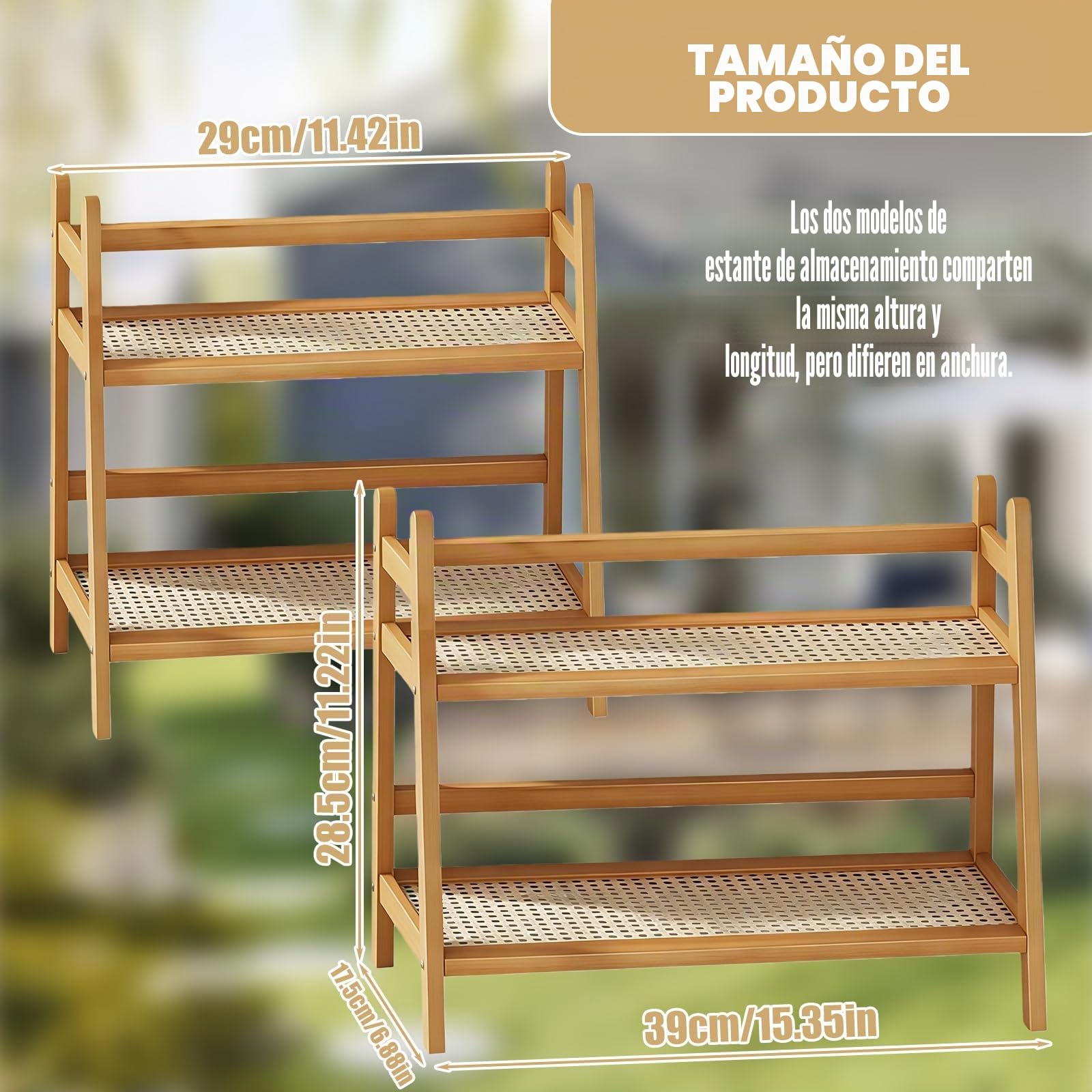 PORFOYO Juego de 2 estantes de cocina, estante de madera para especias, organizador de cocina, estante estilo escalera de madera, organizador de armario de cocina, estante de almacenamiento para
