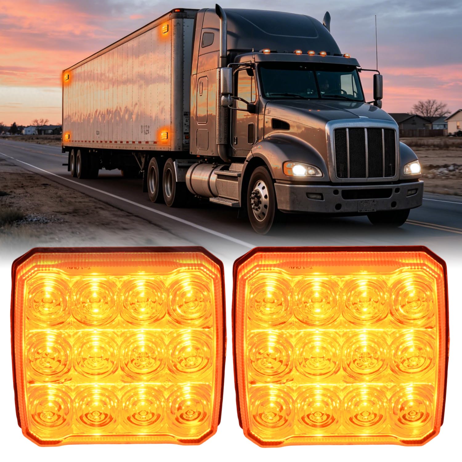 Nilight Magnetic Strobe Lights 2PCS Amber 12 LED Rechargeable Warning