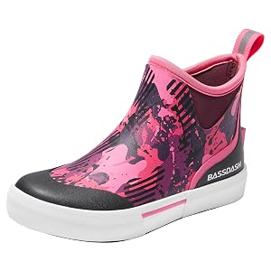 BASSDASH Womens 4 5 Waterproof Deck Ankle Rain Boots Anti-Slip Neoprene Rubber Garden Fishing Boots