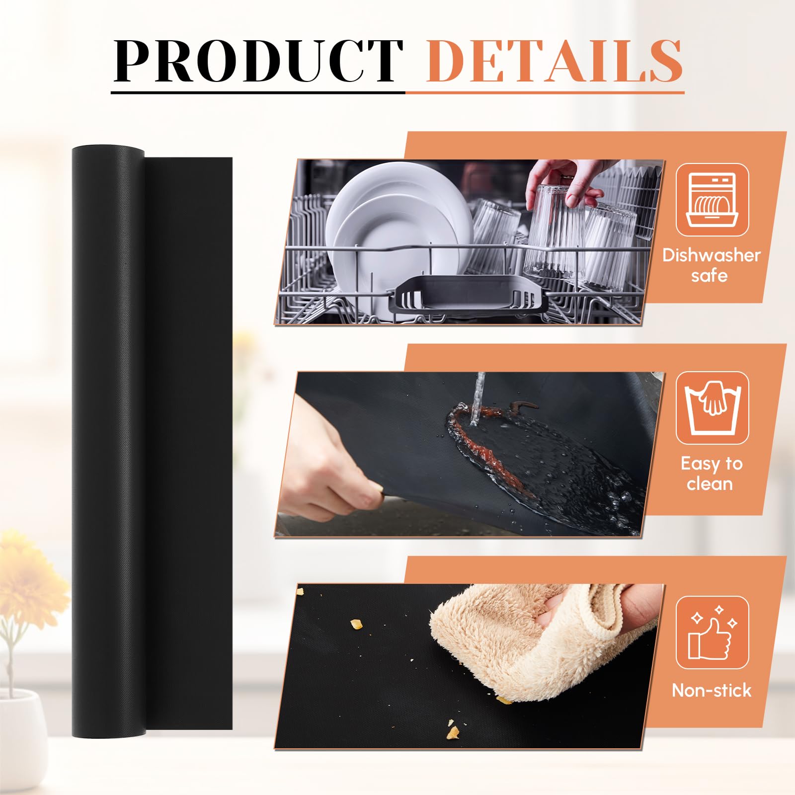 Alfombrillas grandes para horno de 16 x 240 pulgadas, resistentes al calor, antiadherentes, reutilizables, para hornos eléctricos, de gas, convección, microondas
