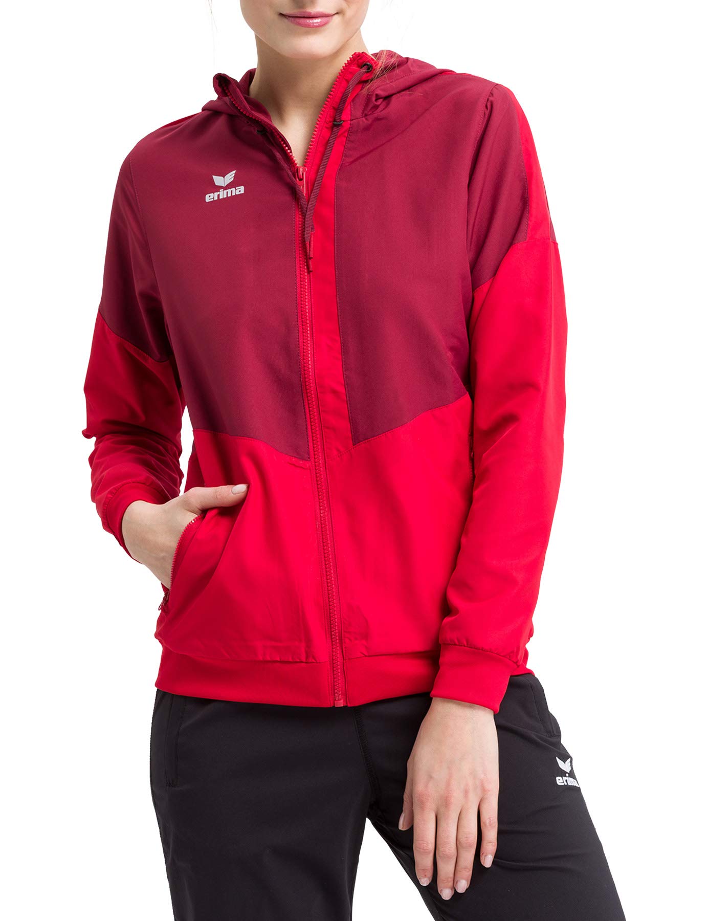 Erima Squad Track Top Jacket with Hood - Bordeaux/Red, 36