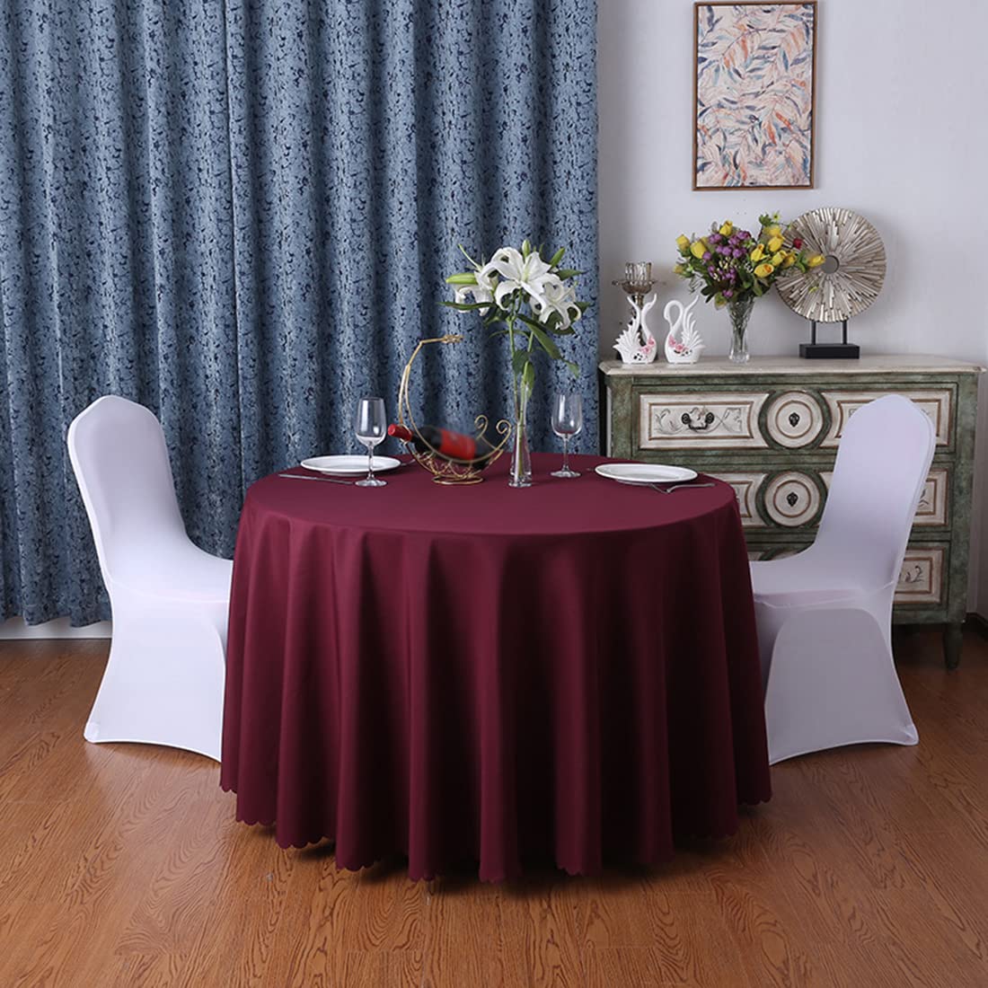 FANIVIN Polyester Tischdecke Rechteckig 180x260 Cm – Goldgelb, Knitterfrei, Mit Spitzenkante, Für Hochzeit, Party & Zuhause FANIVIN Polyester Tischdecke Rechteckig 180x260 Cm – Goldgelb, Knitterfrei, Mit Spitzenkante, Für Hochzeit, Party & Zuhause