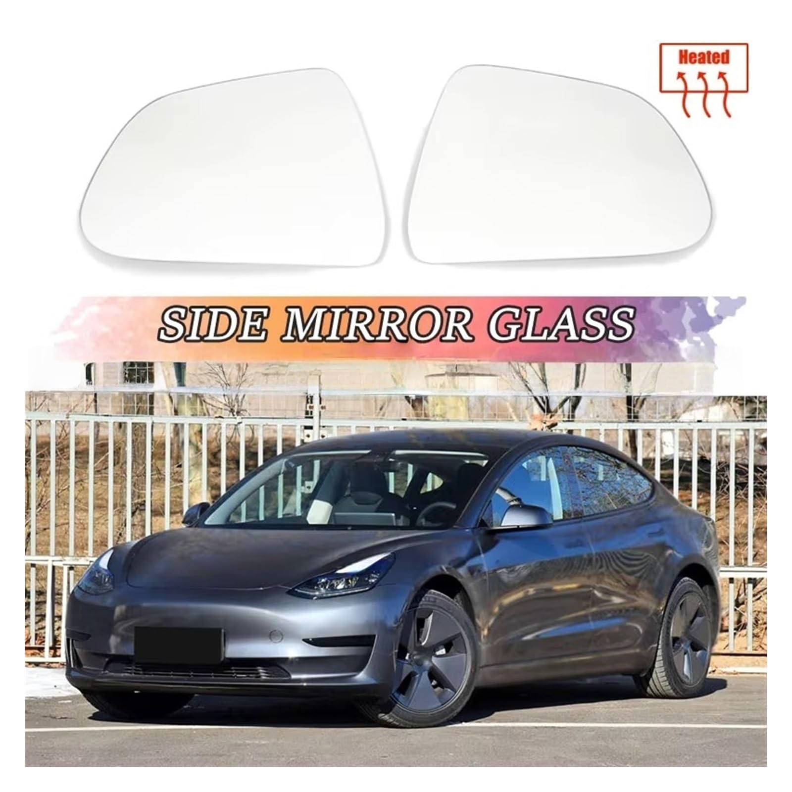 Lente in vetro per specchietto retrovisore laterale per Vista grandangolare Antiriflesso per Tesla per Modello 3 2018-2021(1pc Left)