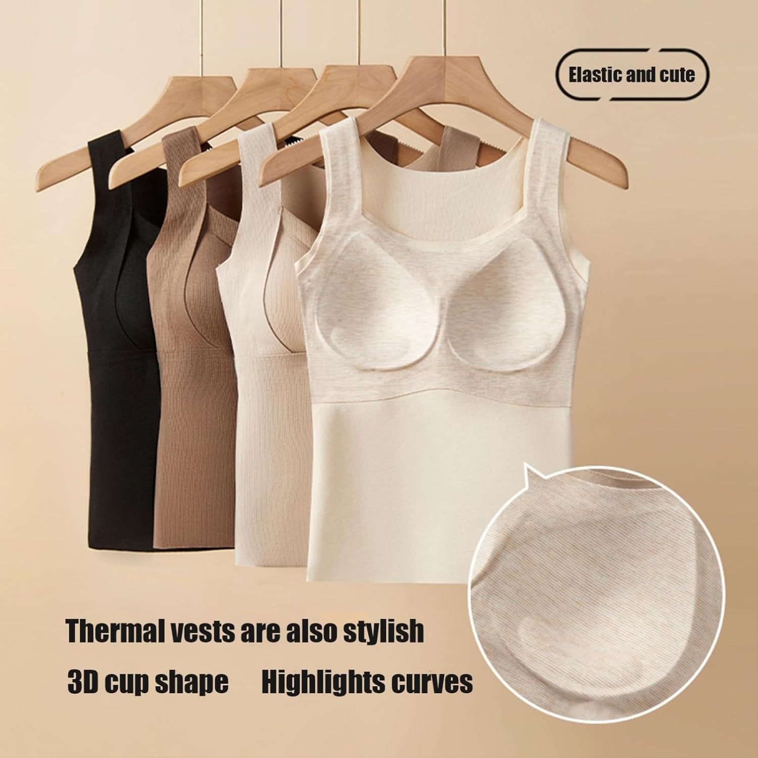 Thickened Warm Tank Top with Shelf Bra, Women's Thermal Tank Tops with Built-in Bras, 2 in 1 Shelf Bras